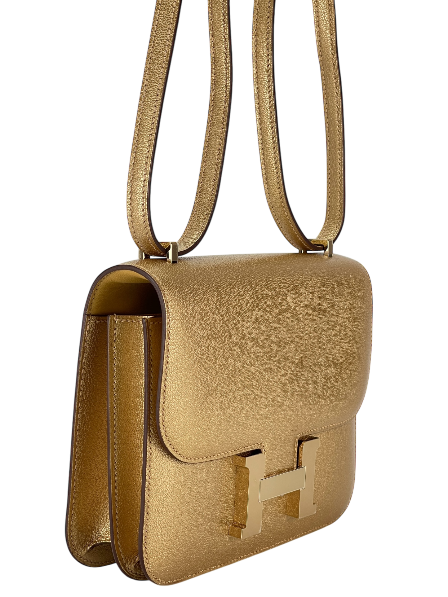 HERMES - Constance Mini 19 Dore Chevre Permabrass Gold Hardware