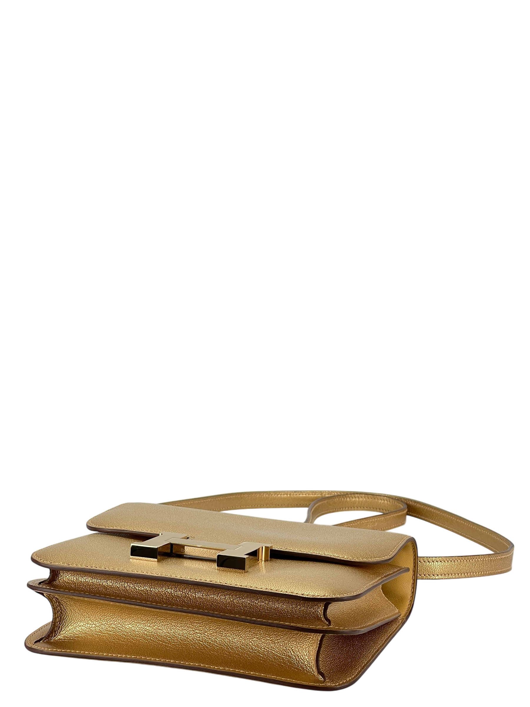HERMES - Constance Mini 19 Dore Chevre Permabrass Gold Hardware