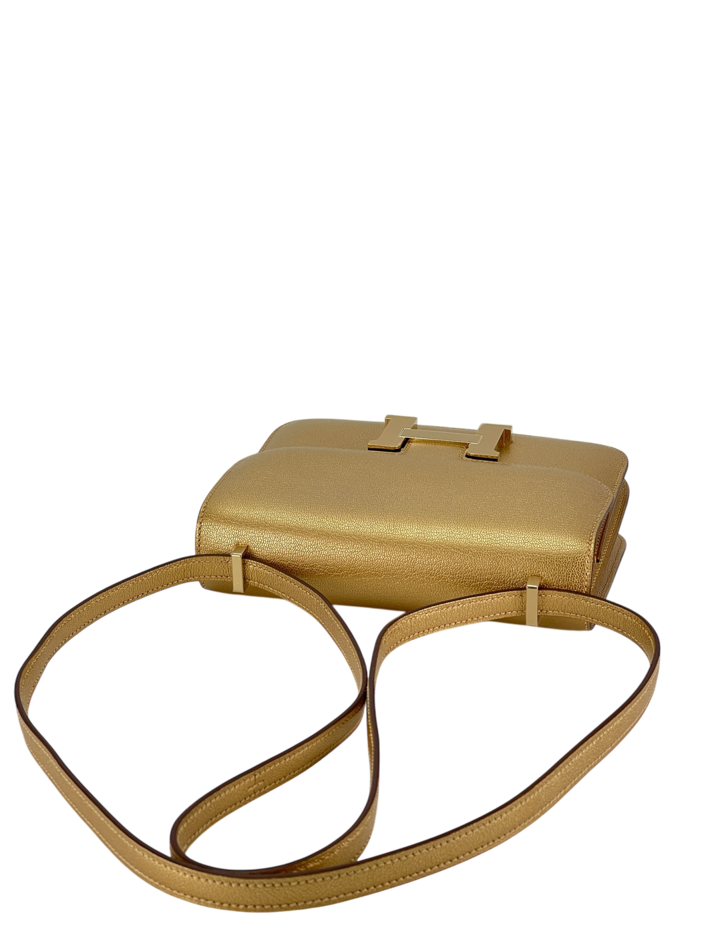 HERMES - Constance Mini 19 Dore Chevre Permabrass Gold Hardware