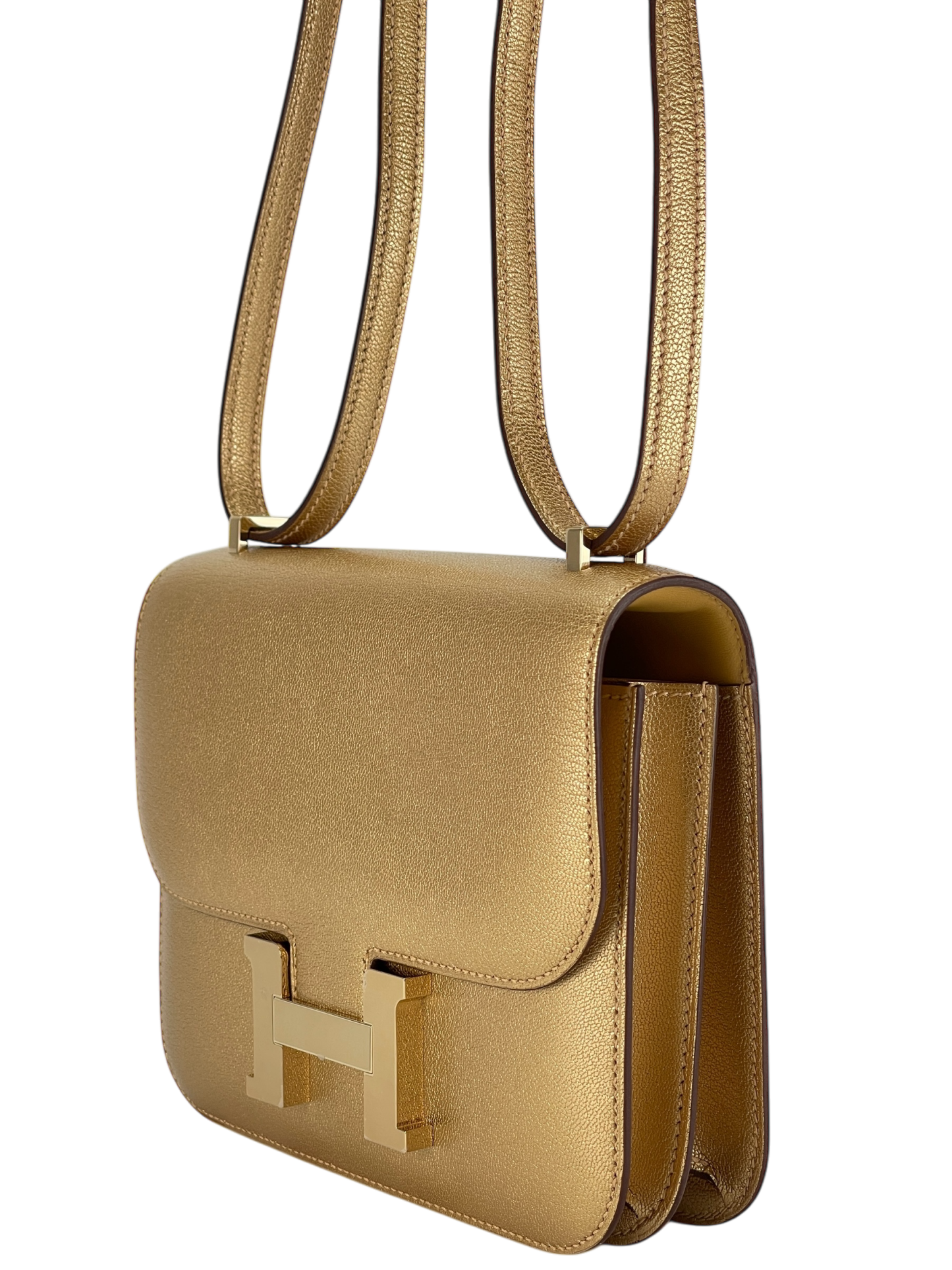 HERMES - Constance Mini 19 Dore Chevre Permabrass Gold Hardware