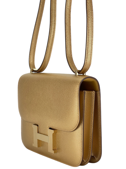 HERMES - Constance Mini 19 Dore Chevre Permabrass Gold Hardware