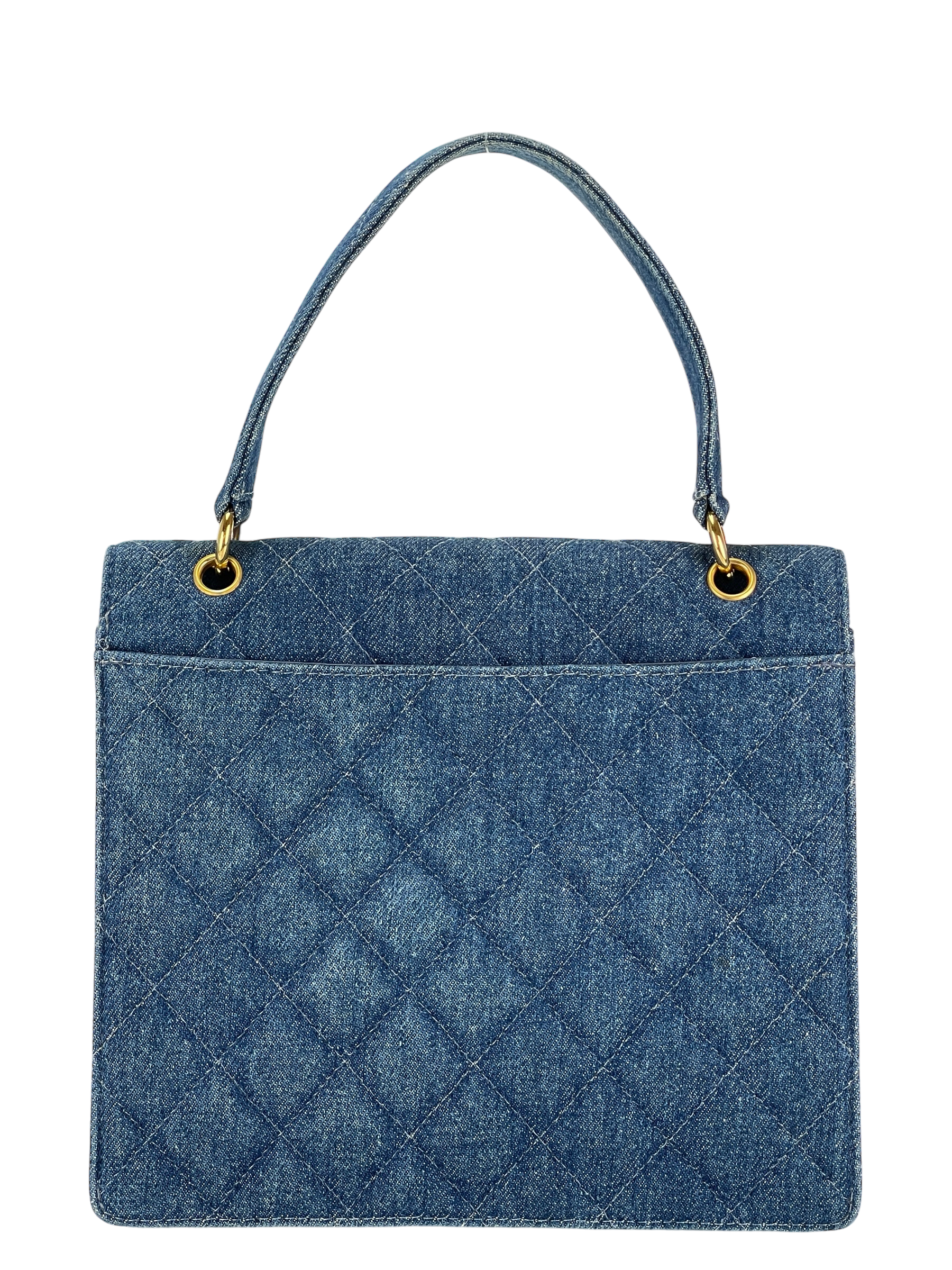 CHANEL - Matelasse Denim Kelly Handbag Coco Mark Gold Hardware 