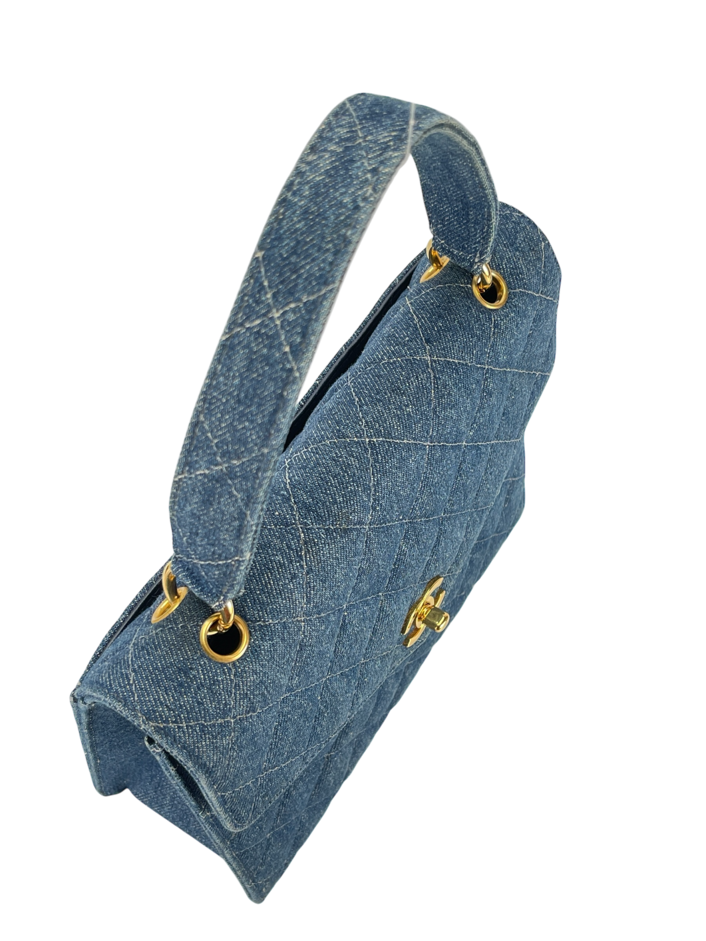 CHANEL - Matelasse Denim Kelly Handbag Coco Mark Gold Hardware
