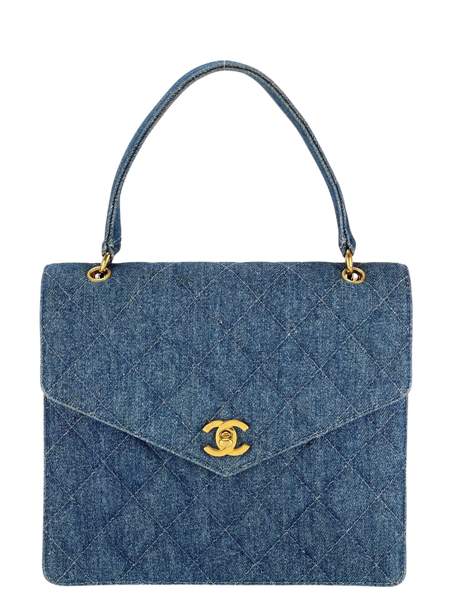 CHANEL - Matelasse Denim Kelly Handbag Coco Mark Gold Hardware