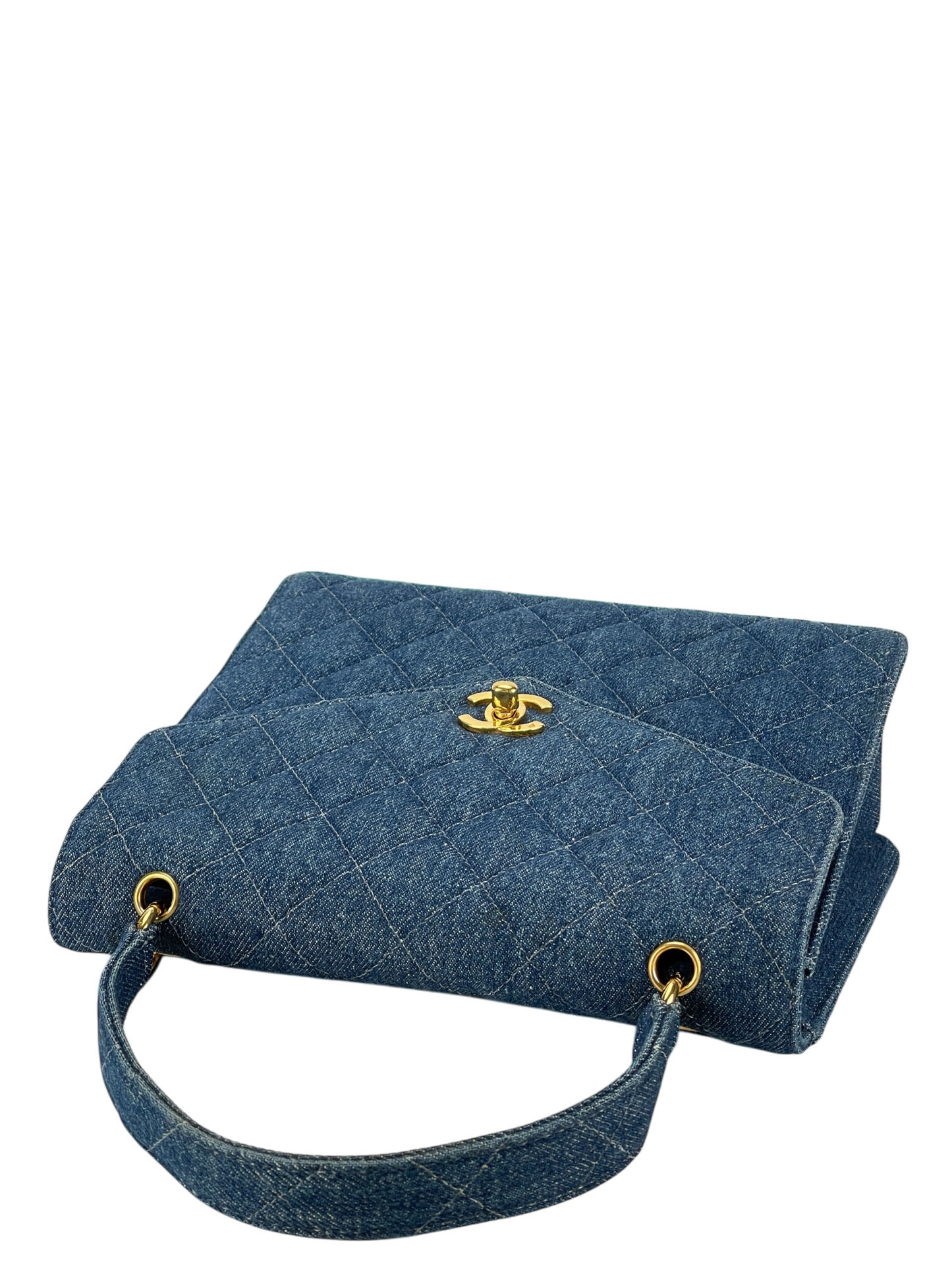 CHANEL - Matelasse Denim Kelly Handbag Coco Mark Gold Hardware