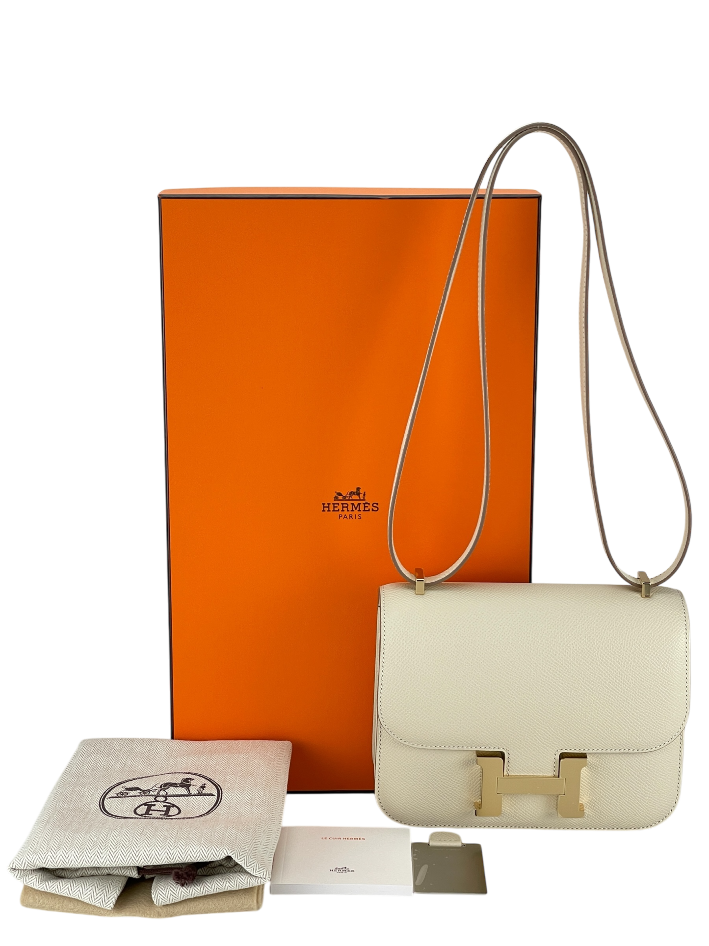 HERMES - Constance Mini 19 Craie Epsom Permabrass Gold Hardware