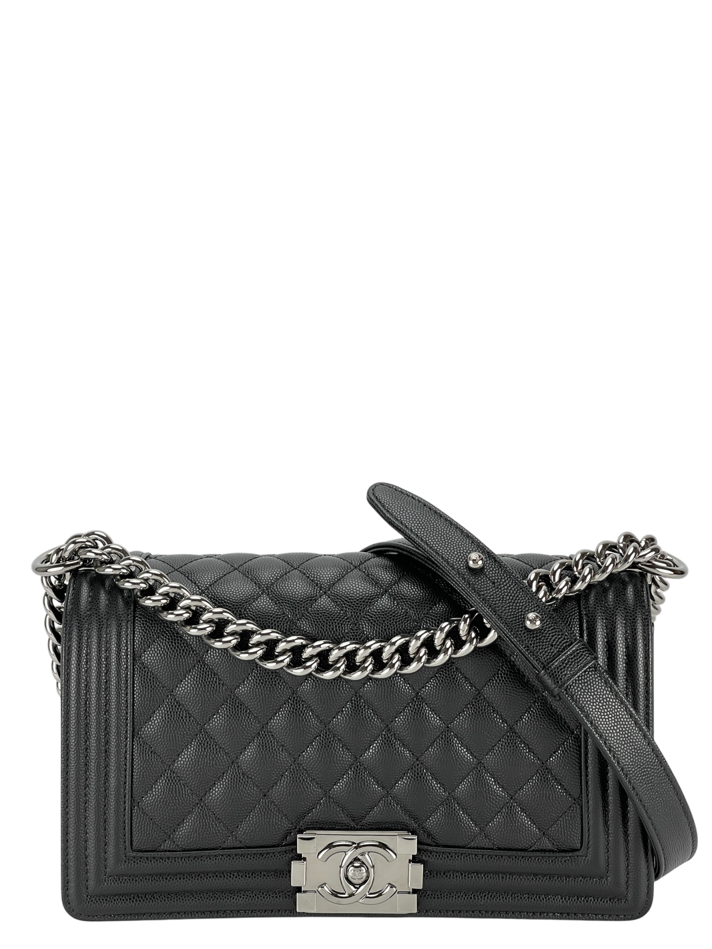 CHANEL - Medium Boy Flap Bag Black Caviar