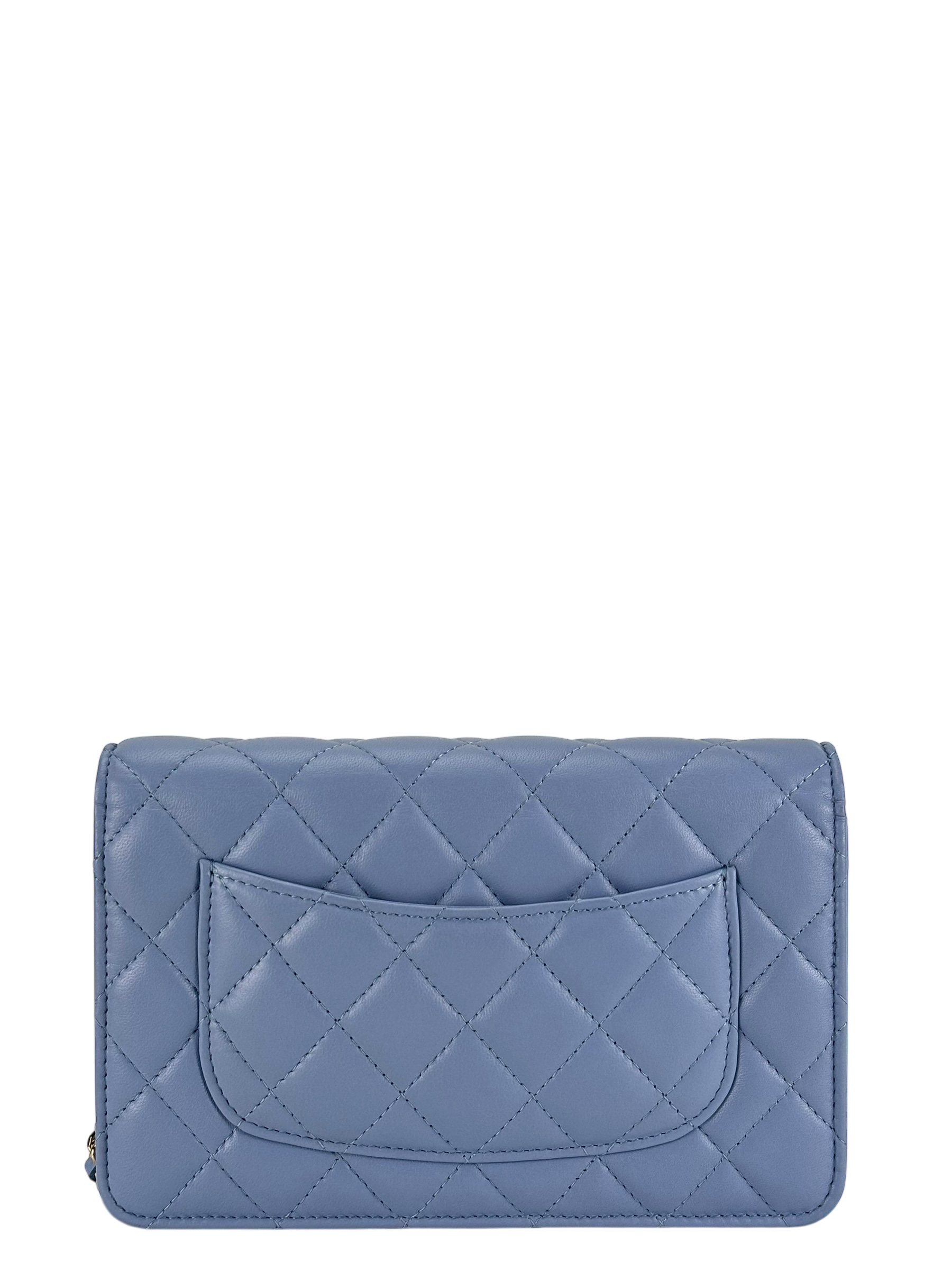 CHANEL - Blue Lambskin Wallet On Chain Gold-Tone Metal (WOC)