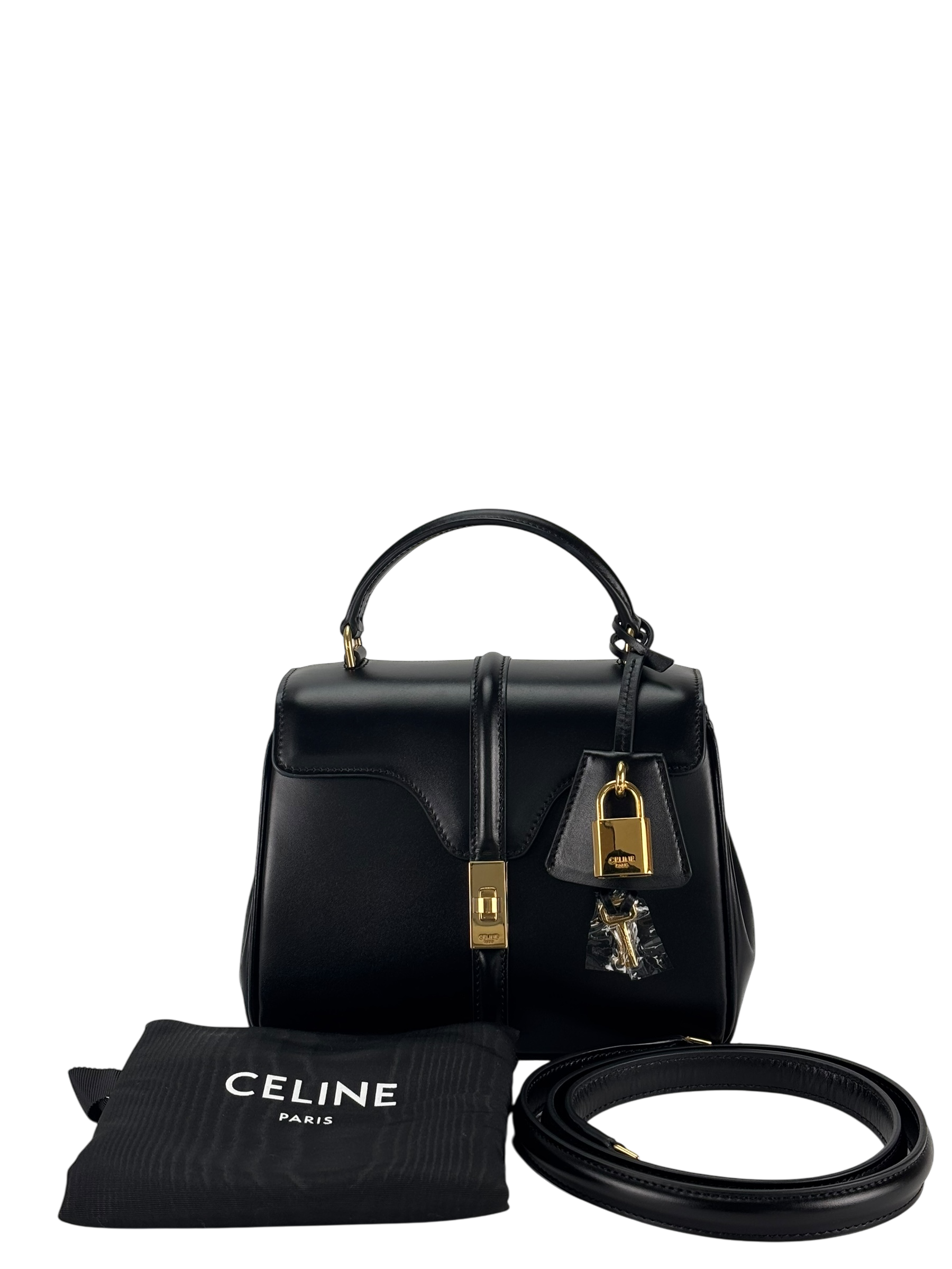 CELINE - Black Calfskin Satinated Top Handle Bag