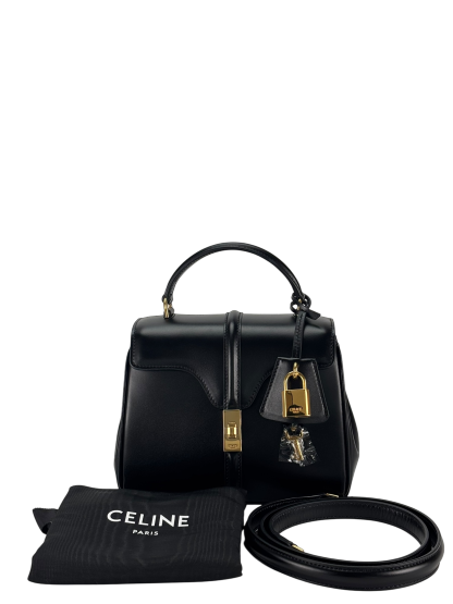 CELINE - Black Calfskin Satinated Top Handle Bag