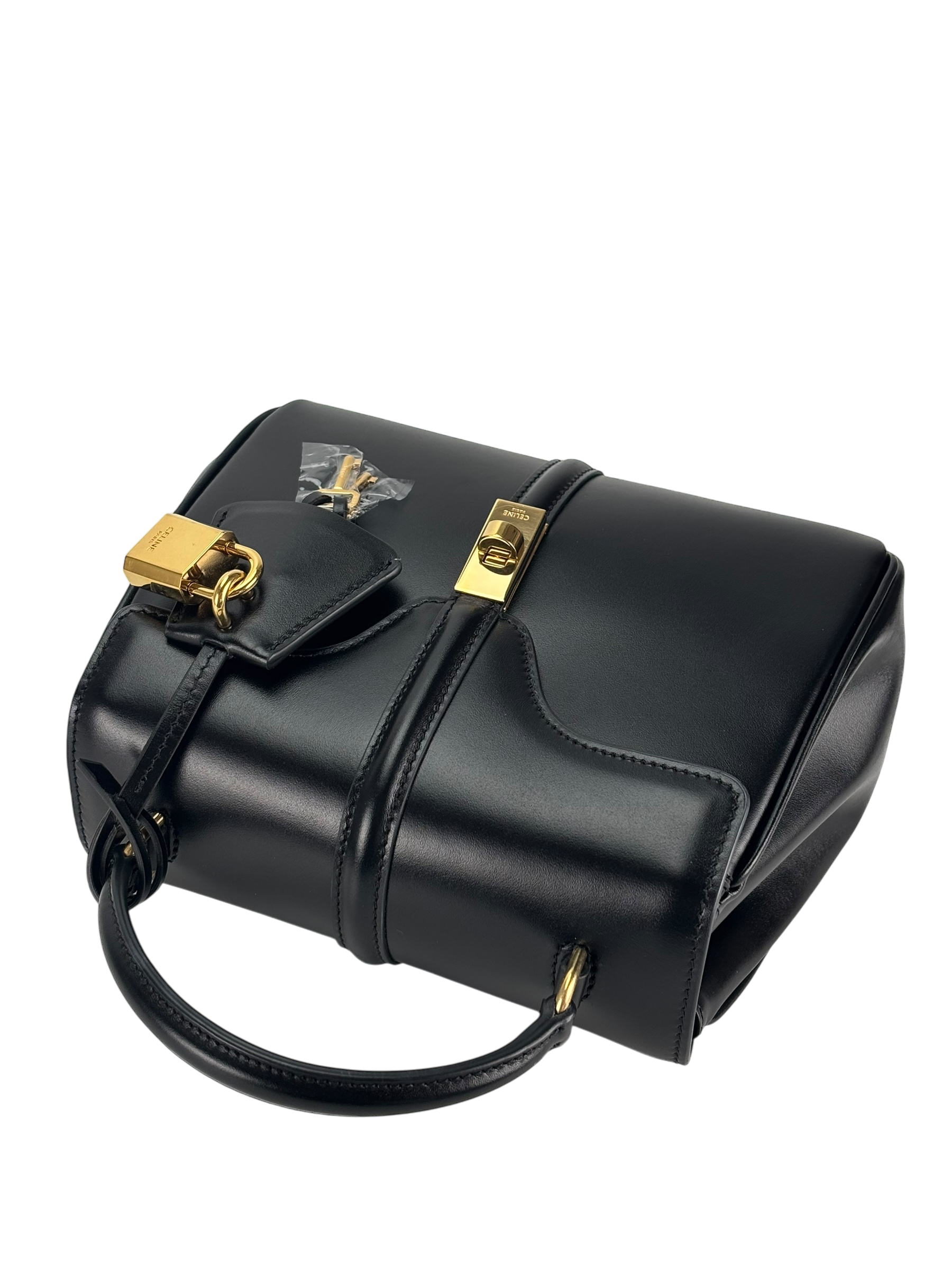 CELINE - Black Calfskin Satinated Top Handle Bag