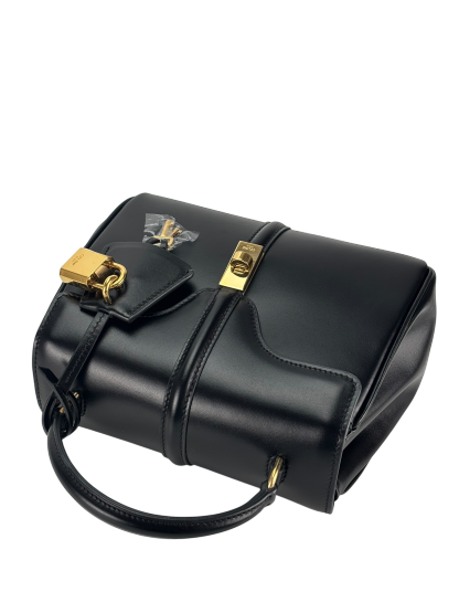 CELINE - Black Calfskin Satinated Top Handle Bag