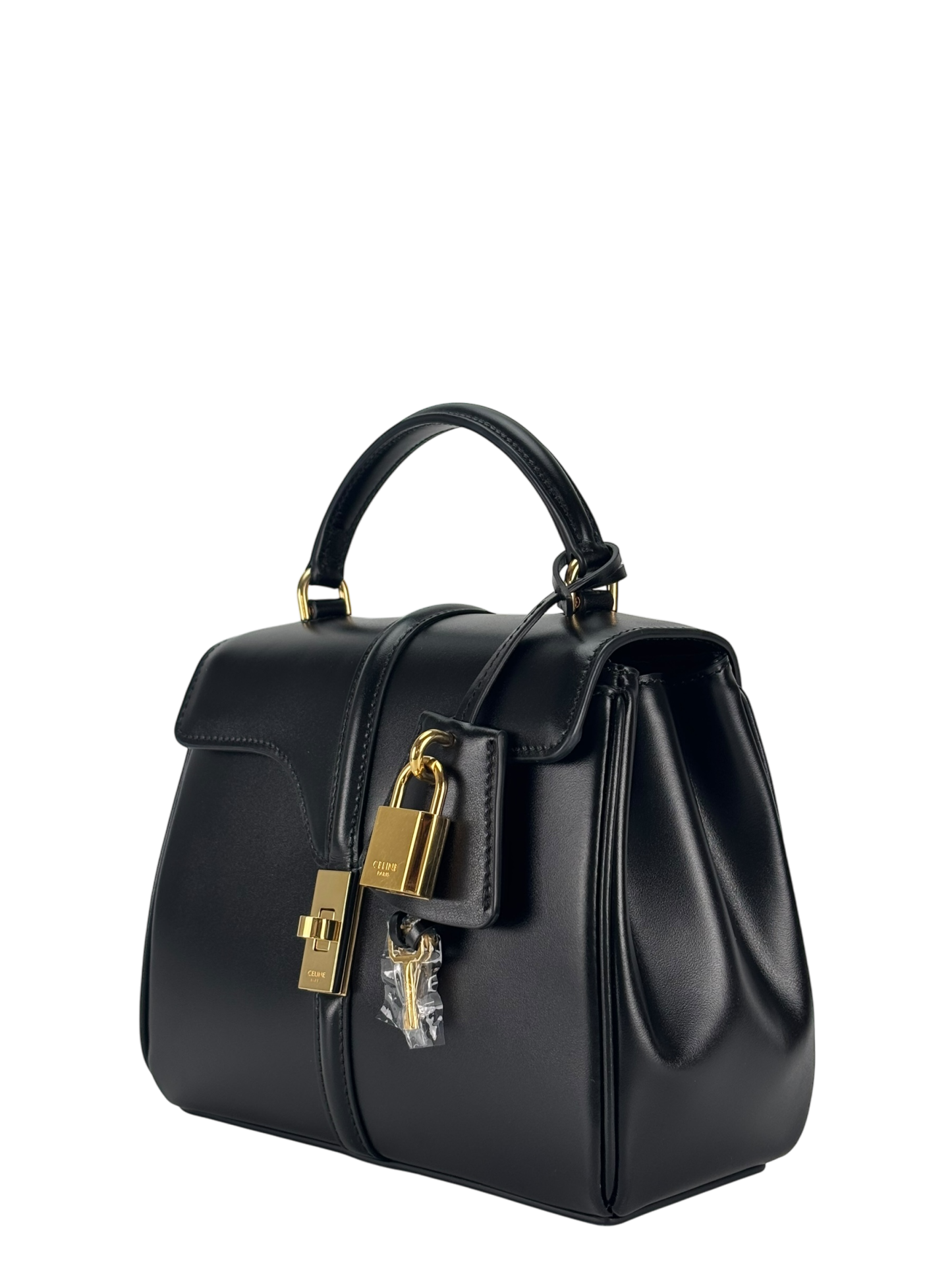 CELINE - Black Calfskin Satinated Top Handle Bag