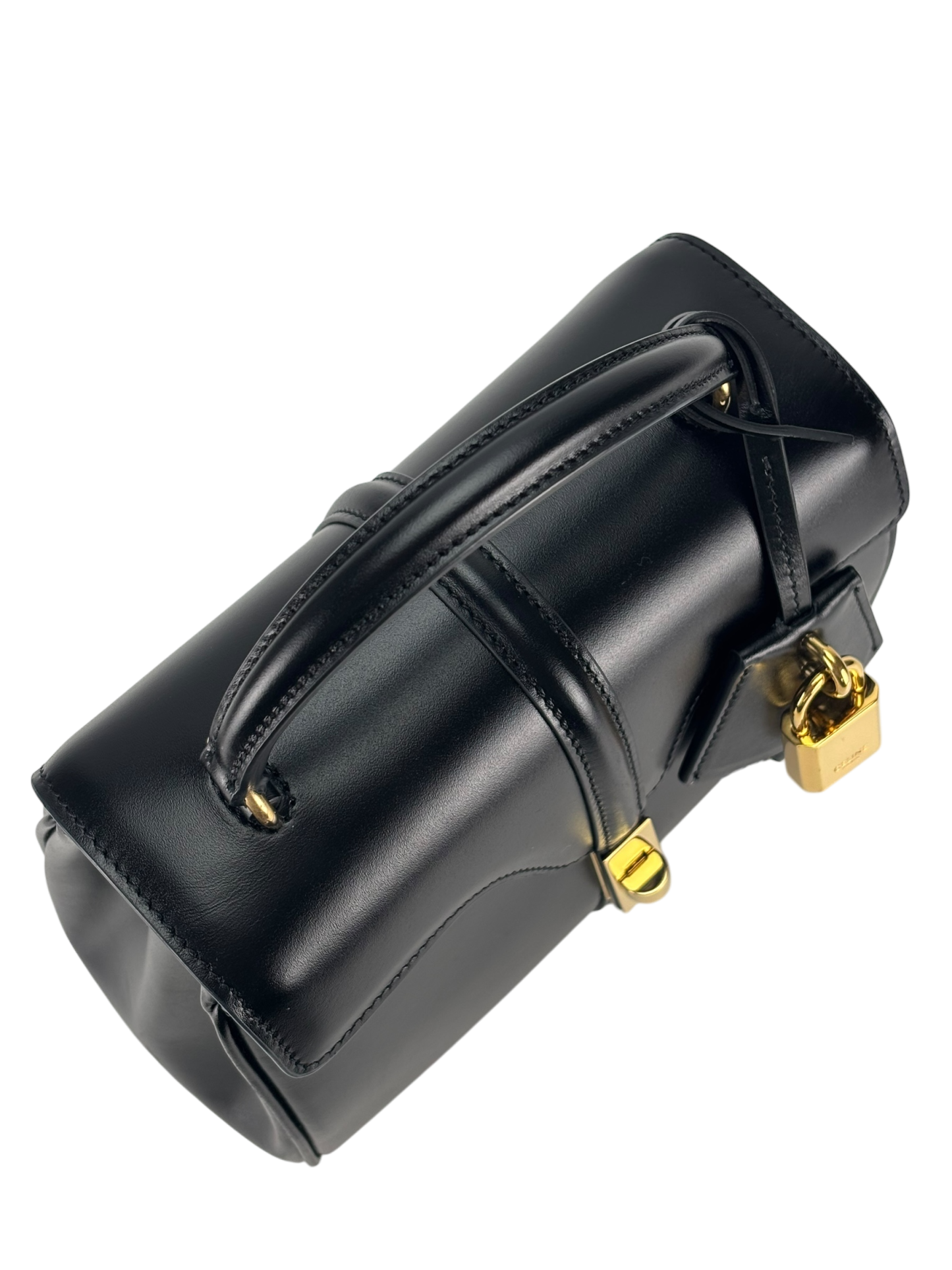 CELINE - Black Calfskin Satinated Top Handle Bag