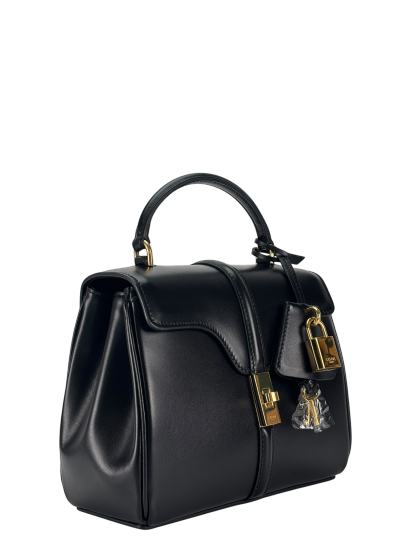 CELINE - Black Calfskin Satinated Top Handle Bag