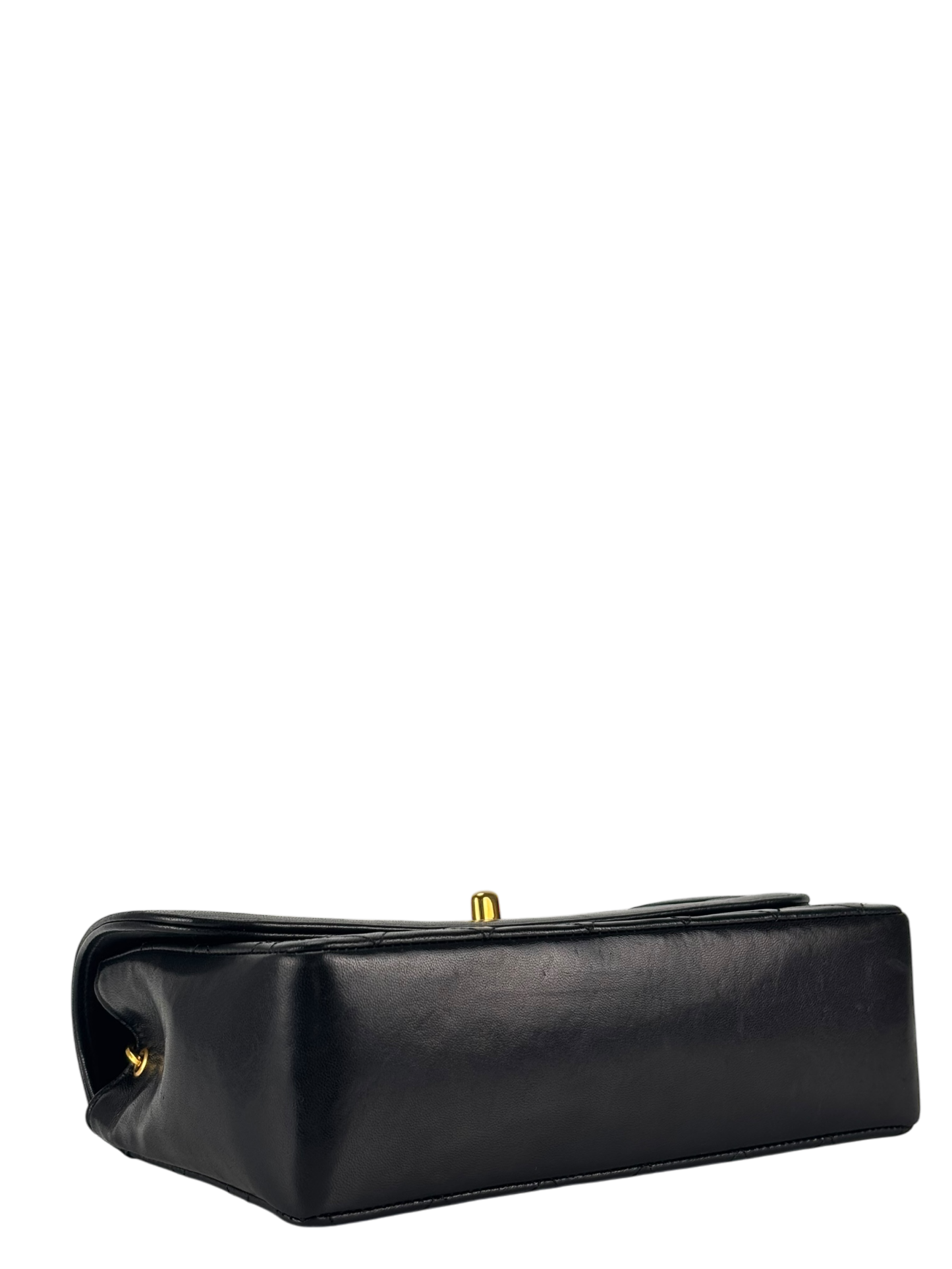 CHANEL - Black Lambskin Matelasse Single Flap Single Chain Bag