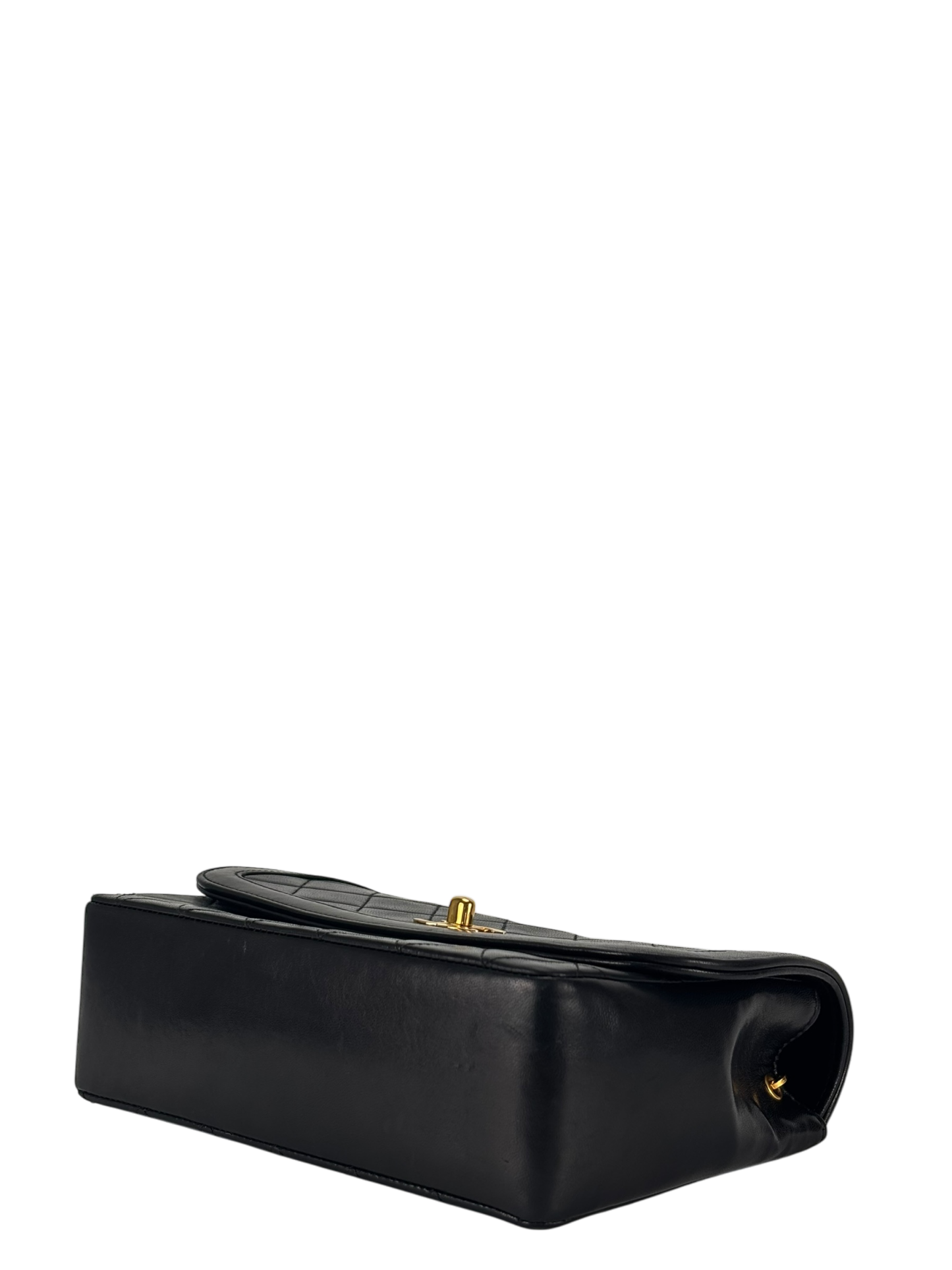 CHANEL - Black Lambskin Matelasse Single Flap Single Chain Bag