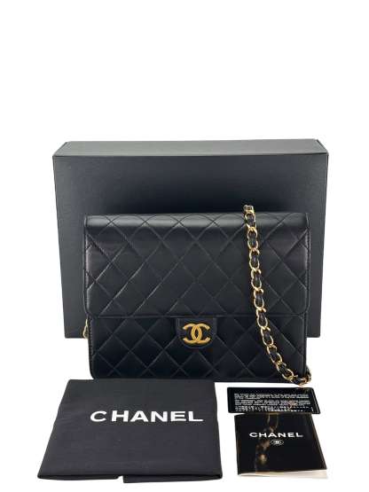 CHANEL - Small Classic Quilted Lambskin Pushlock Half Flap Shoulder Bag