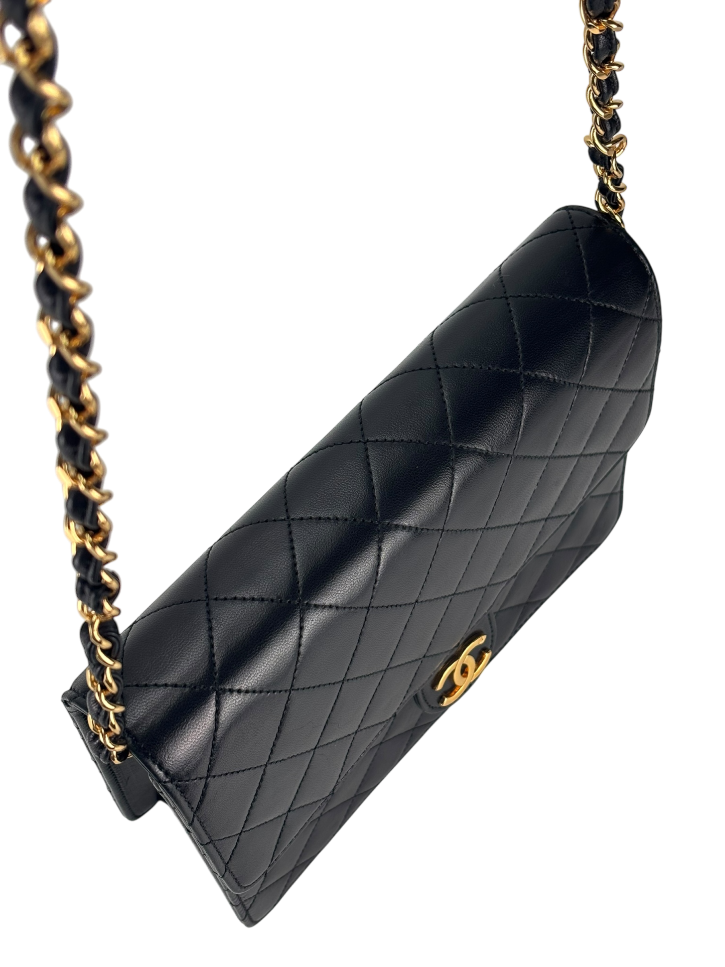 CHANEL - Small Classic Quilted Lambskin Pushlock Half Flap Shoulder Bag