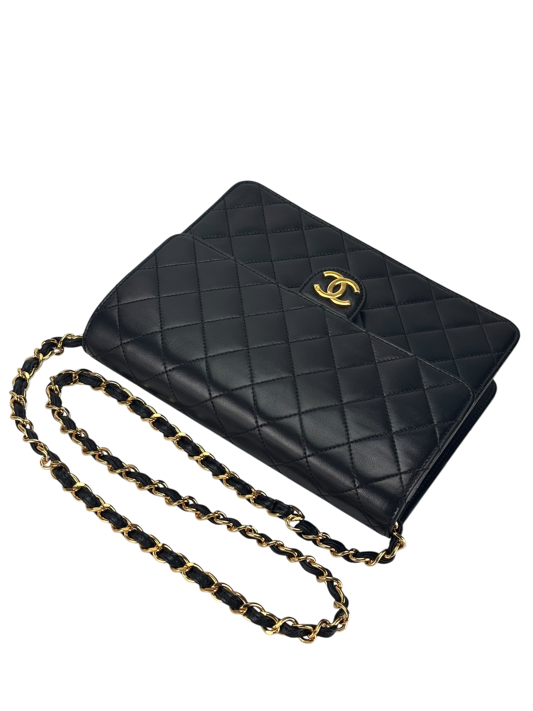 CHANEL - Small Classic Quilted Lambskin Pushlock Half Flap Shoulder Bag