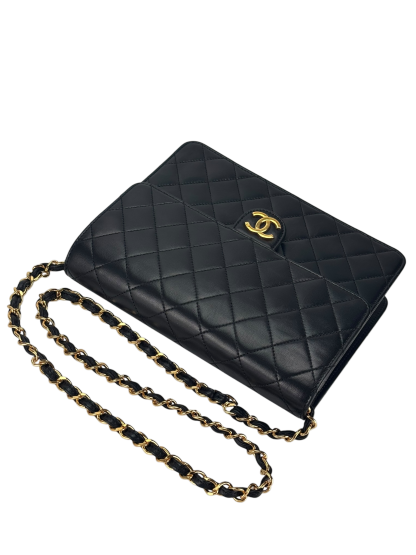 CHANEL - Small Classic Quilted Lambskin Pushlock Half Flap Shoulder Bag