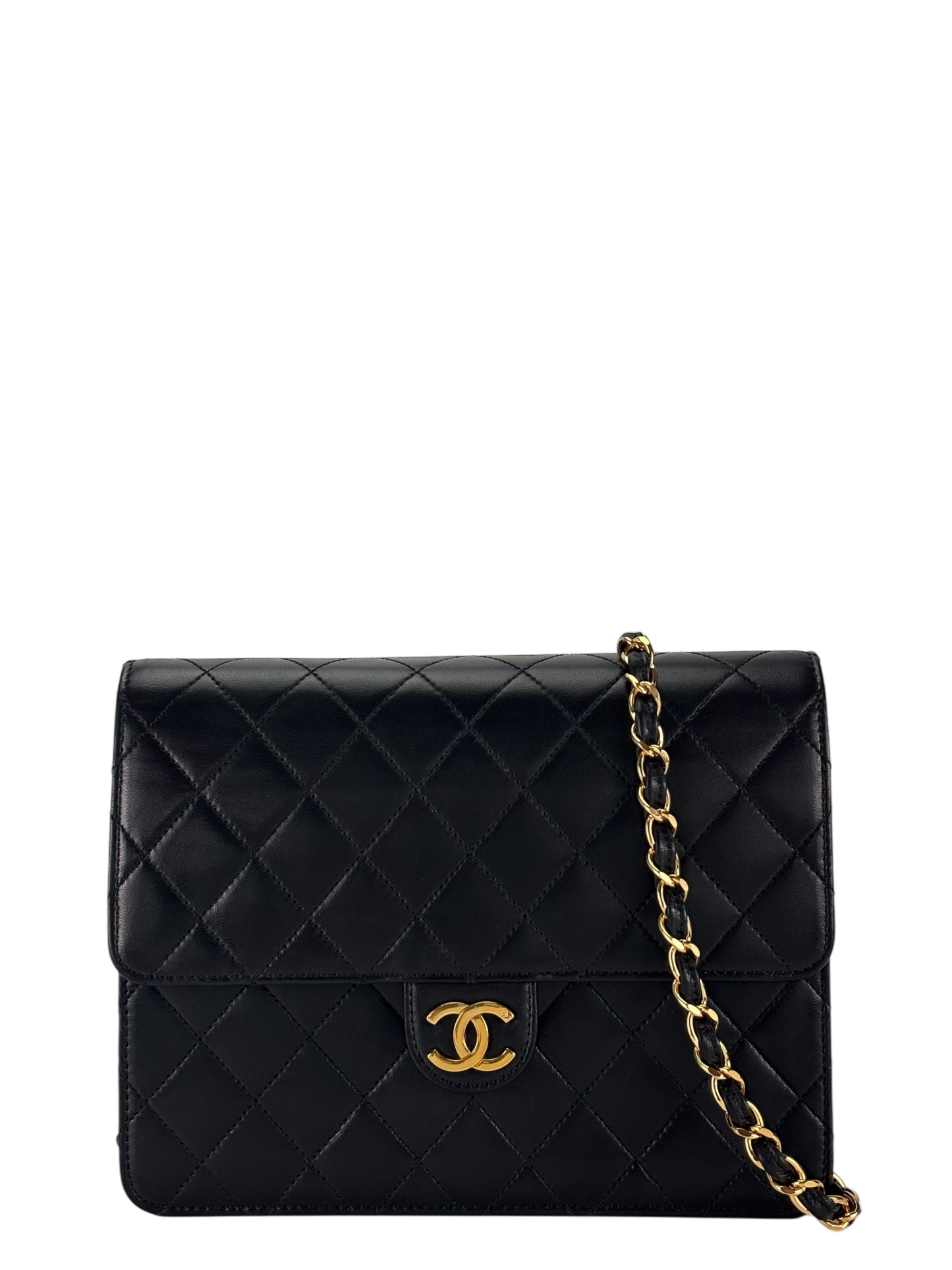 CHANEL - Small Classic Quilted Lambskin Pushlock Half Flap Shoulder Bag