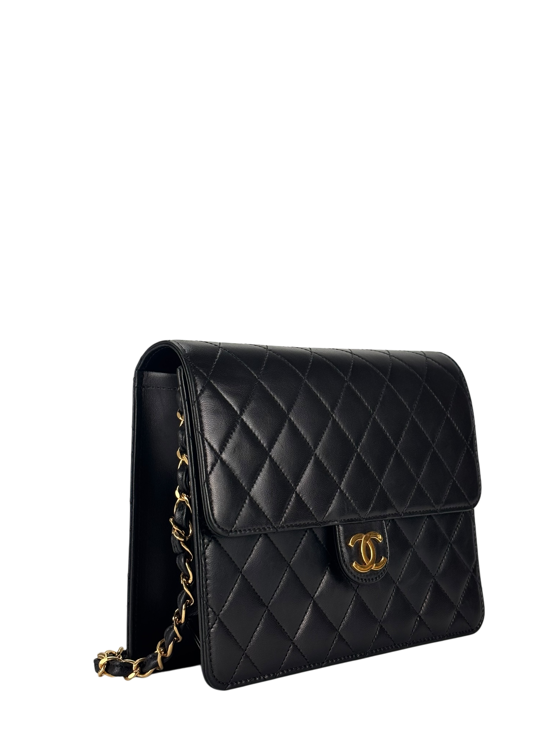 CHANEL - Small Classic Quilted Lambskin Pushlock Half Flap Shoulder Bag