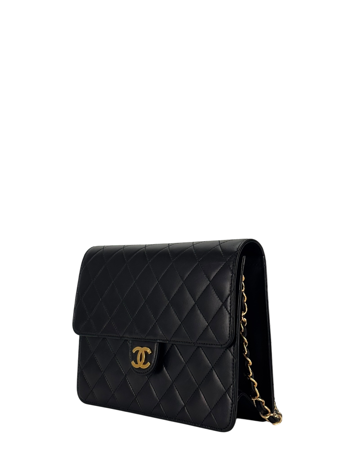 CHANEL - Small Classic Quilted Lambskin Pushlock Half Flap Shoulder Bag