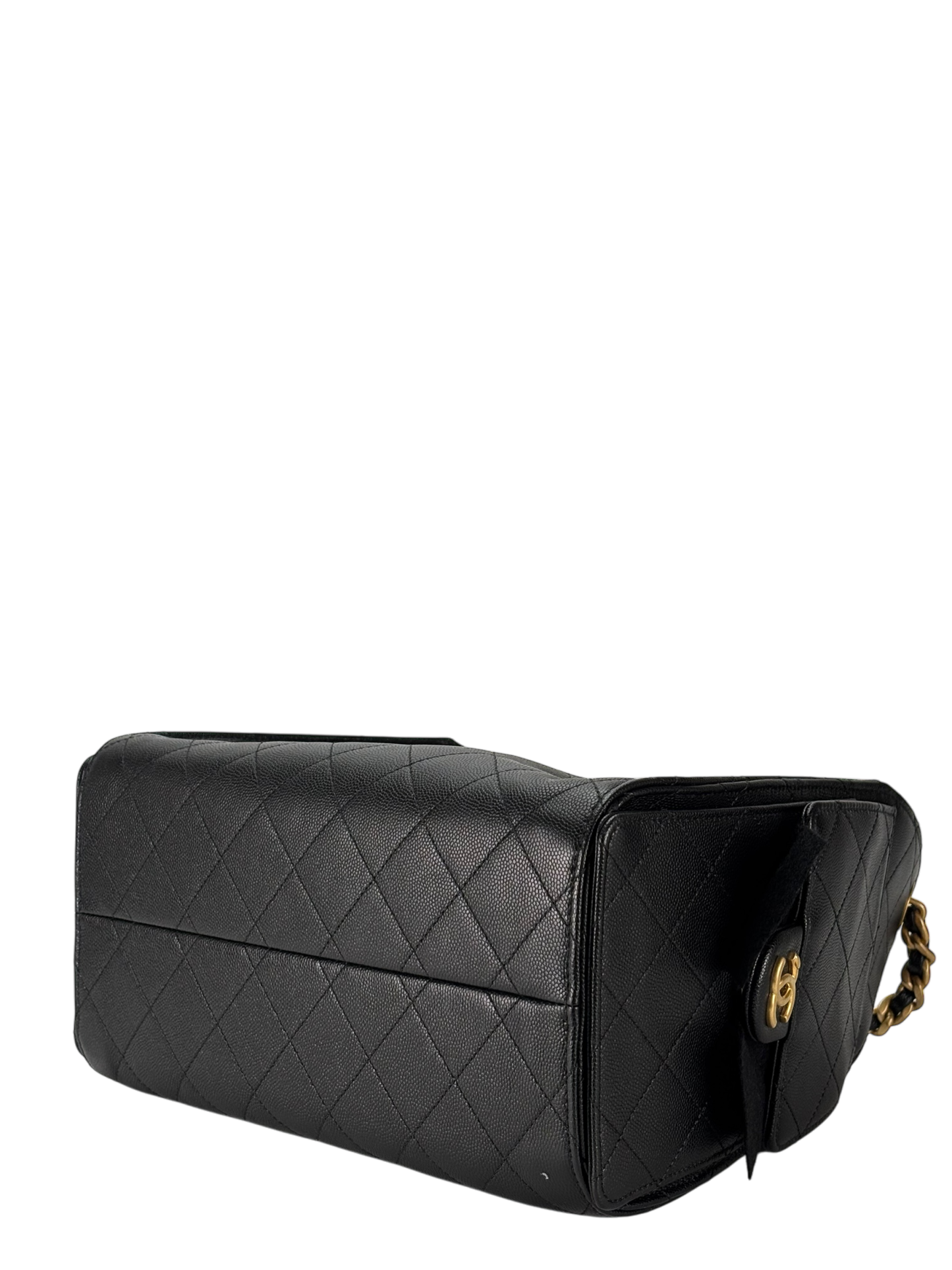 CHANEL - Black Caviar 25S Hobo Gold Metal Leather Chain Strap Handbag
