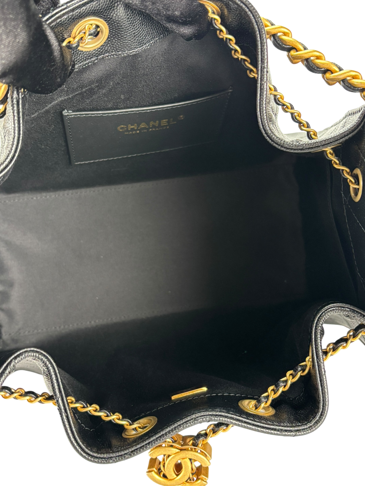 CHANEL - Black Caviar 25S Hobo Gold Metal Leather Chain Strap Handbag