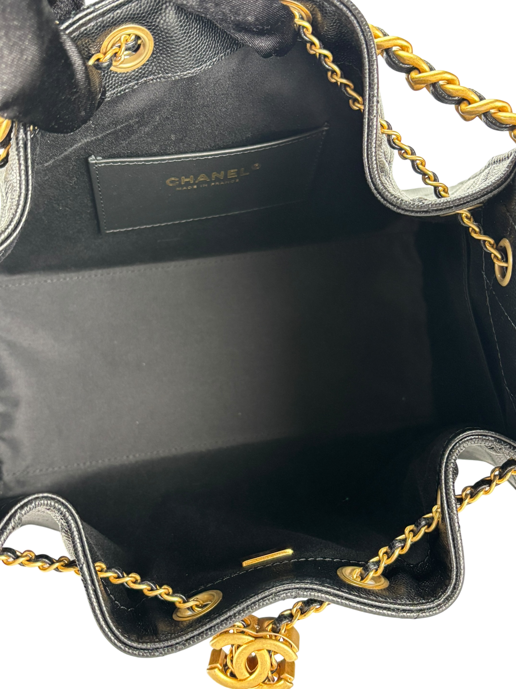 CHANEL - Black Caviar 25S Hobo Gold Metal Leather Chain Strap Handbag