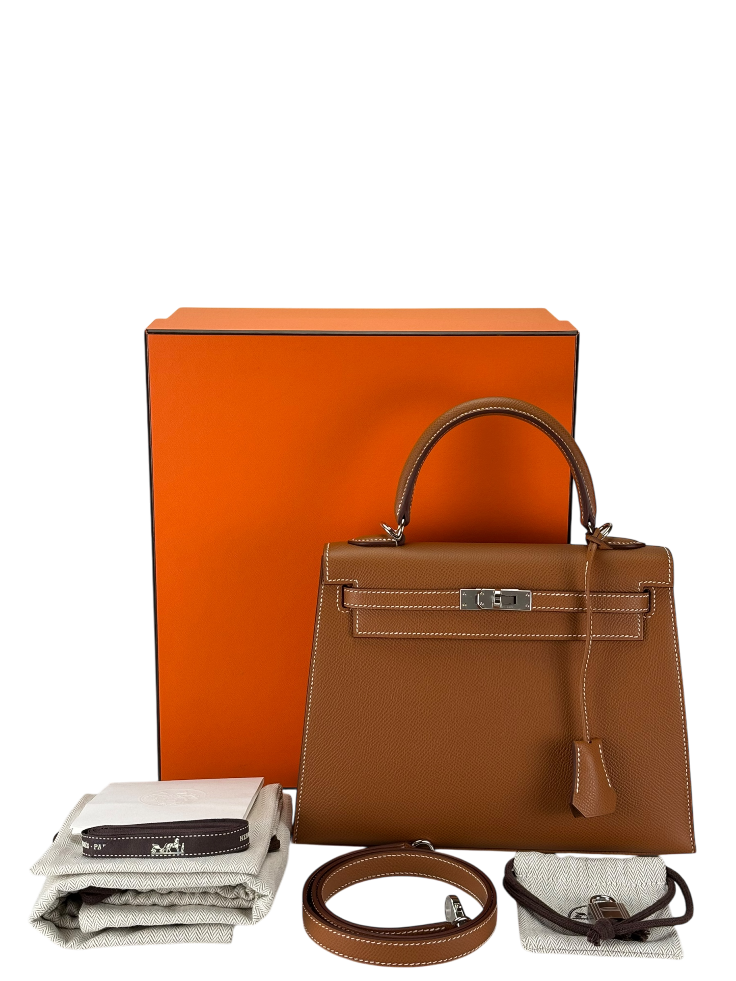 HERMES - Kelly 25 Gold Brown Epsom Palladium Hardware