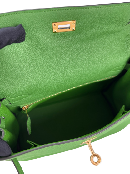 HERMES - Kelly 25 Togo Vert Yucca Gold Hardware