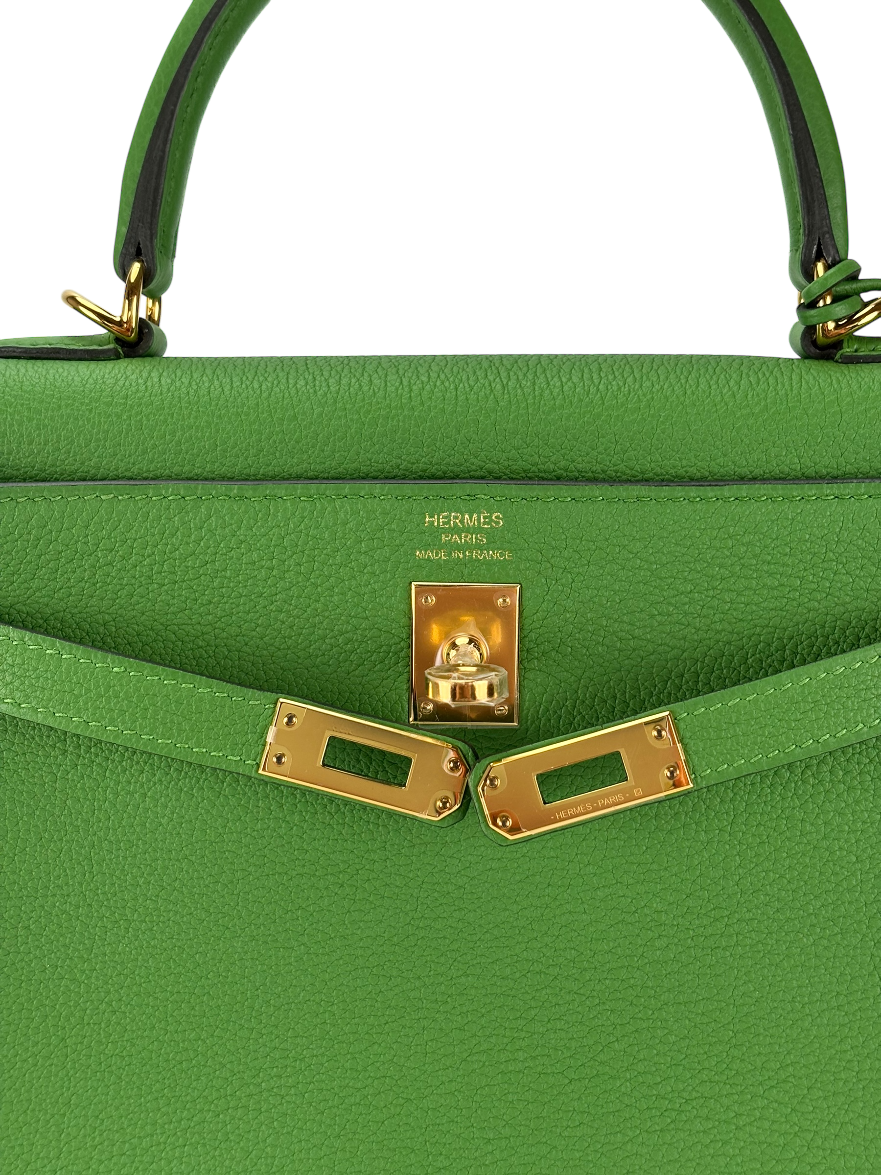 HERMES - Kelly 25 Togo Vert Yucca Gold Hardware