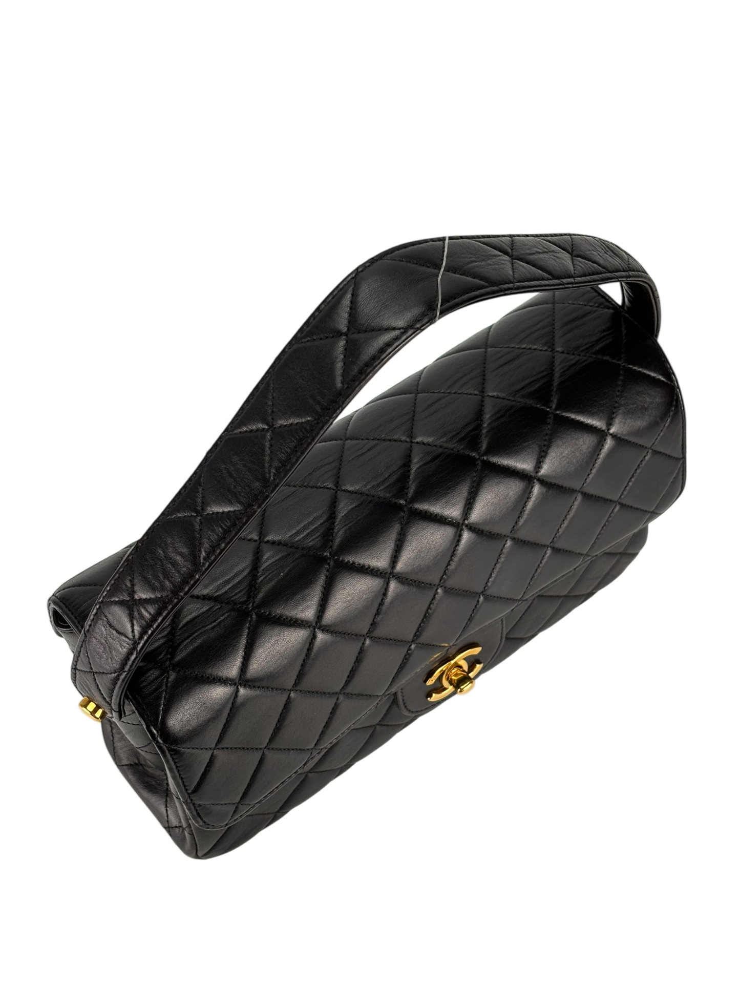 CHANEL - Medium Classic Matelasse Double Face Bag Black Lambskin Gold Hardware (CF25)