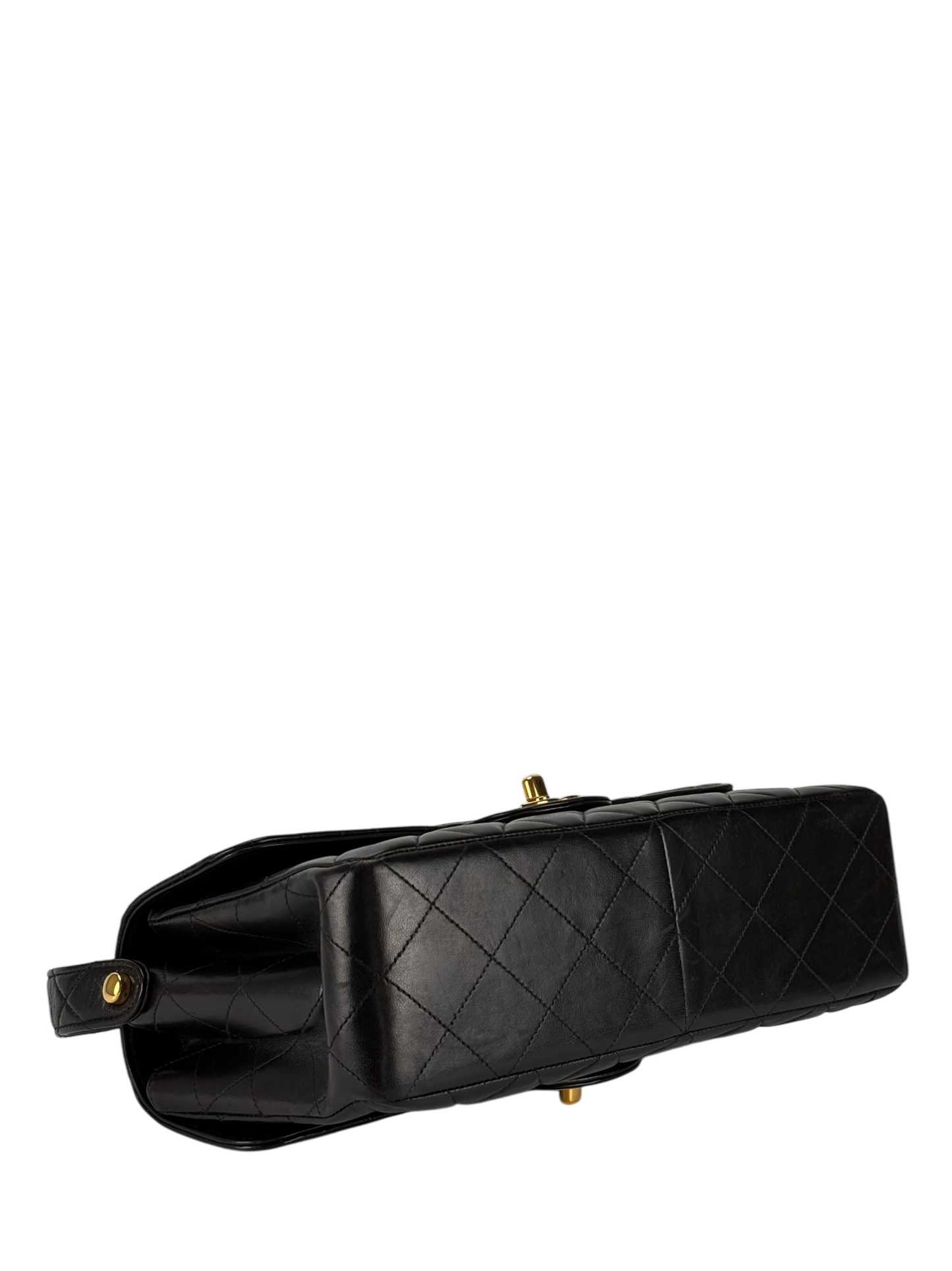 CHANEL - Medium Classic Matelasse Double Face Bag Black Lambskin Gold Hardware (CF25)