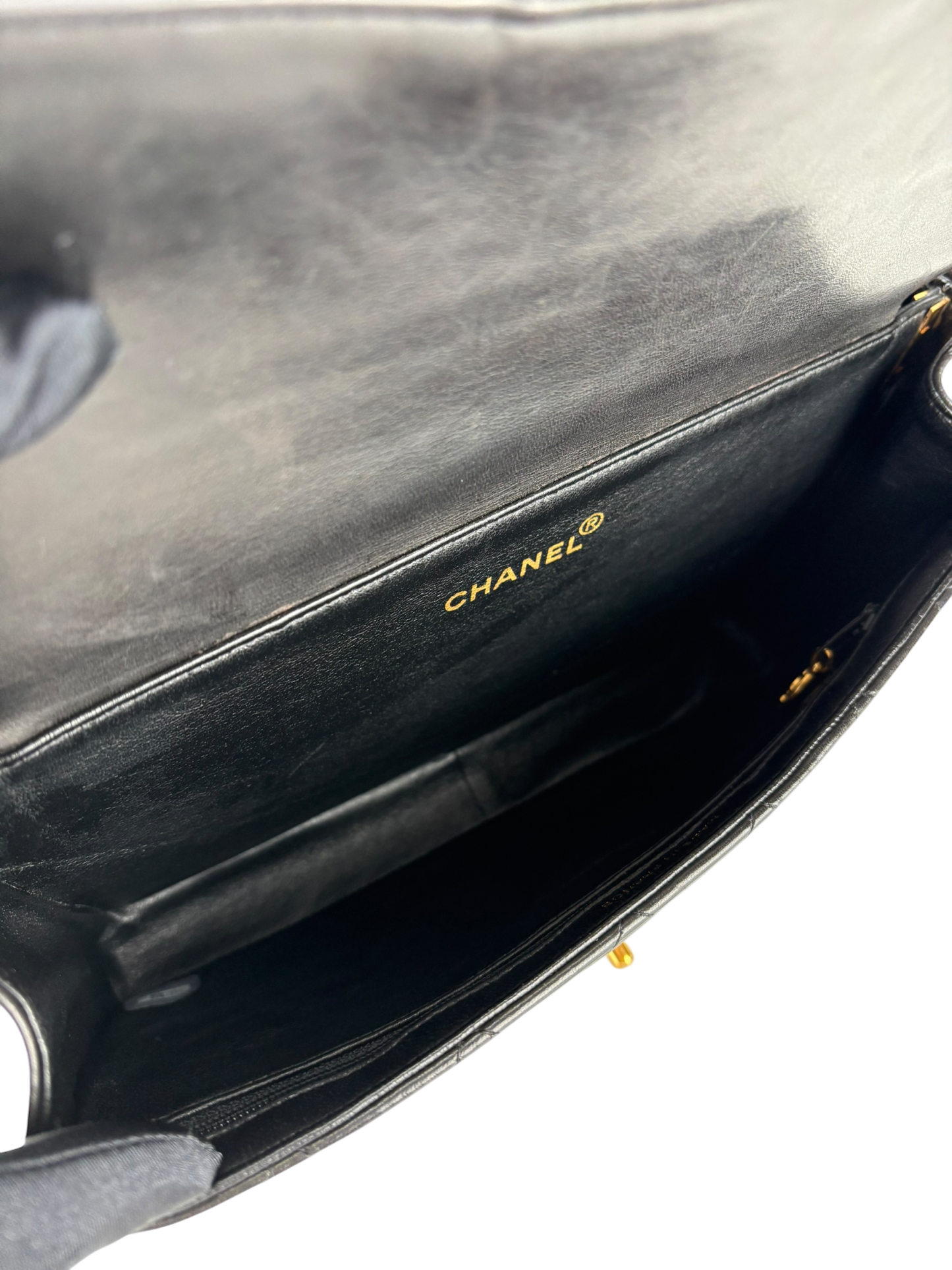 CHANEL - Medium Classic Matelasse Double Face Bag Black Lambskin Gold Hardware (CF25)