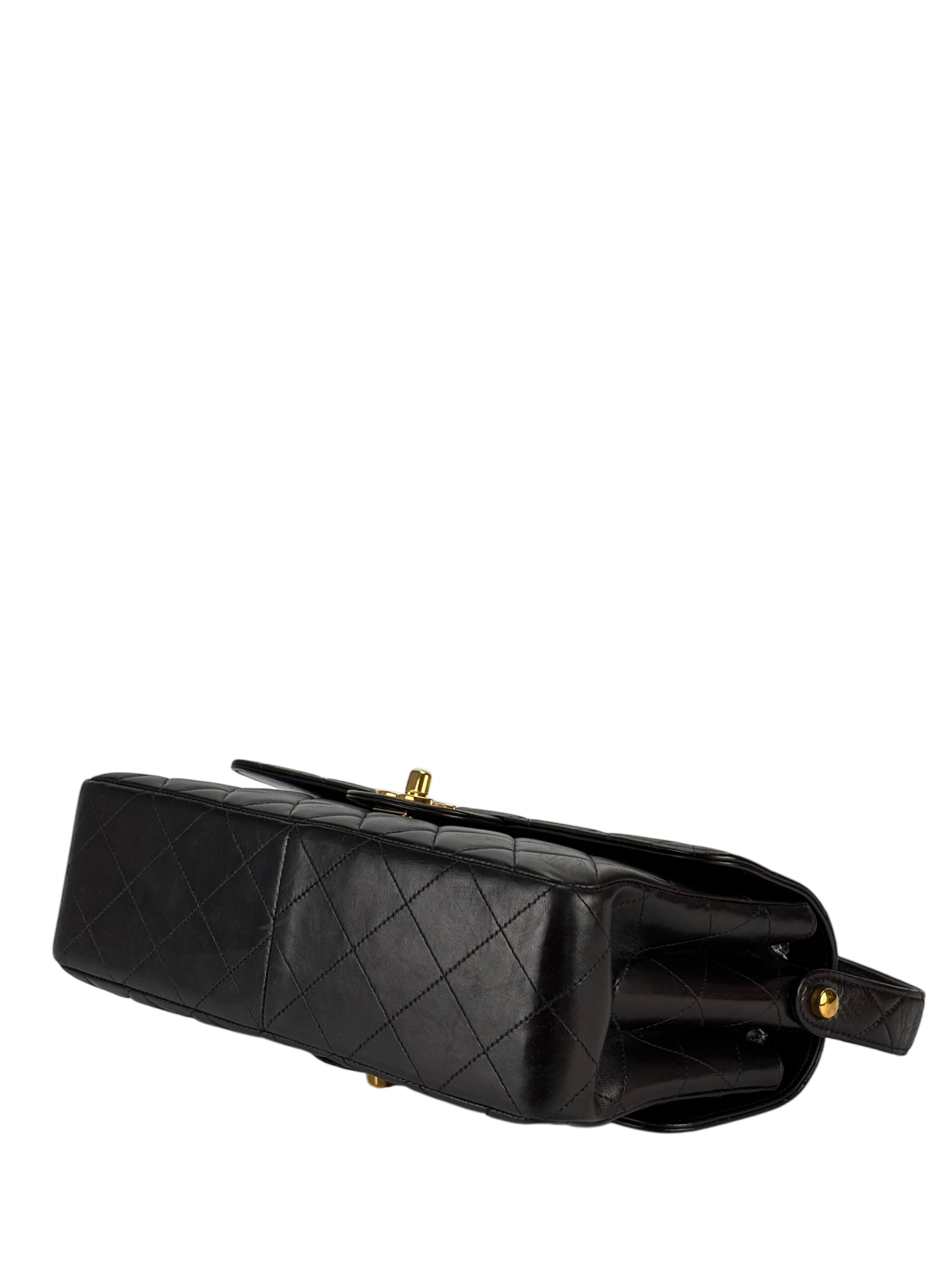 CHANEL - Medium Classic Matelasse Double Face Bag Black Lambskin Gold Hardware (CF25)
