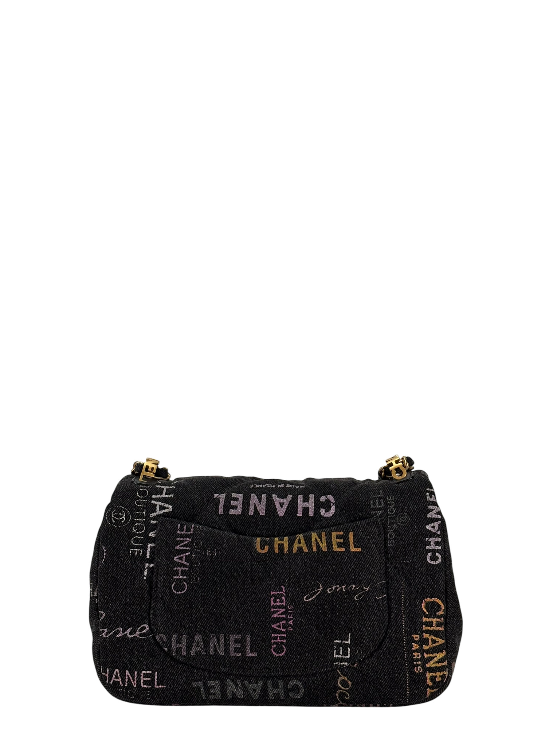 CHANEL - Black Multicolor Denim Mood Mini Rectangular Flap Bag