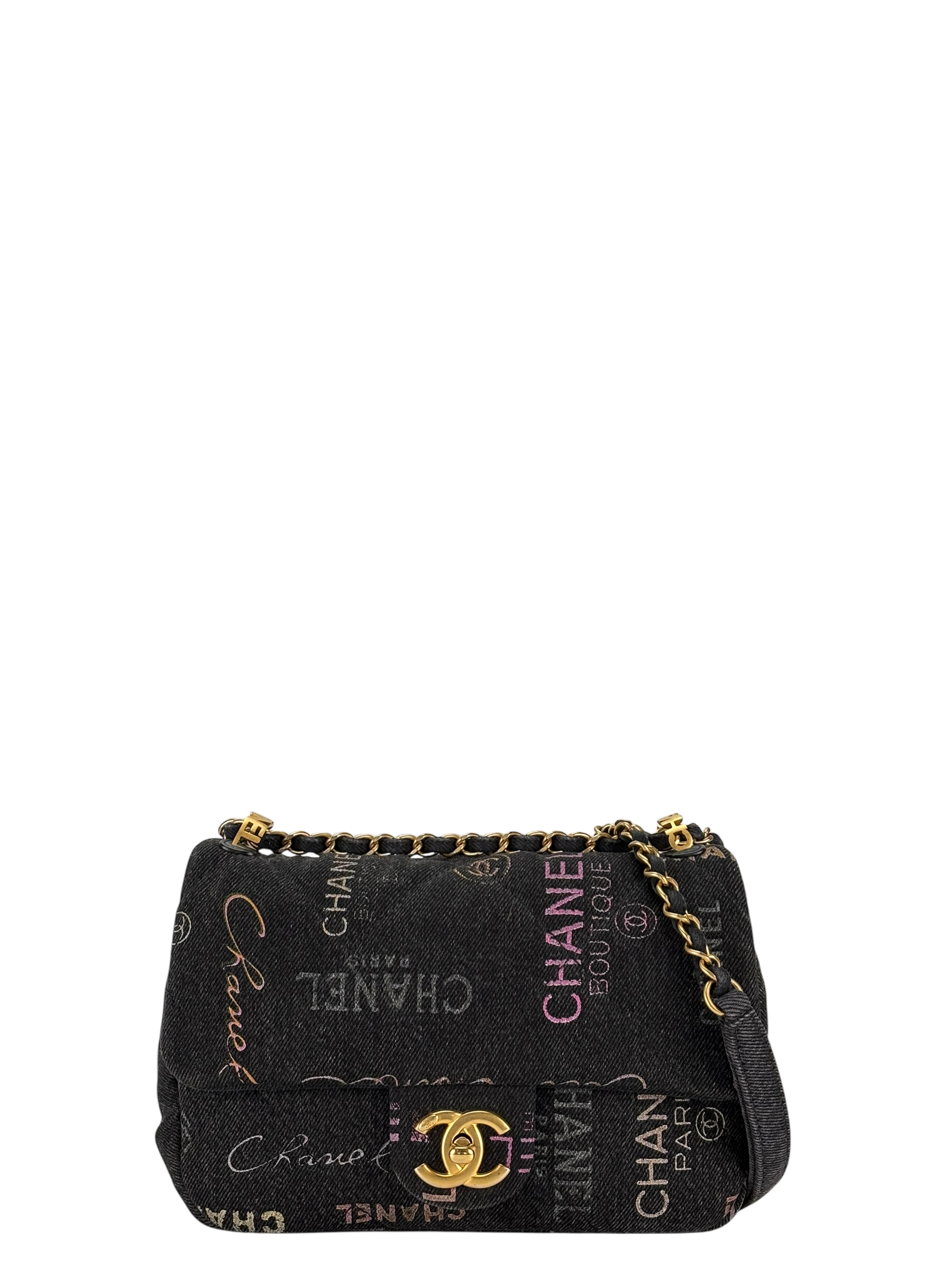 CHANEL - Black Multicolor Denim Mood Mini Rectangular Flap Bag