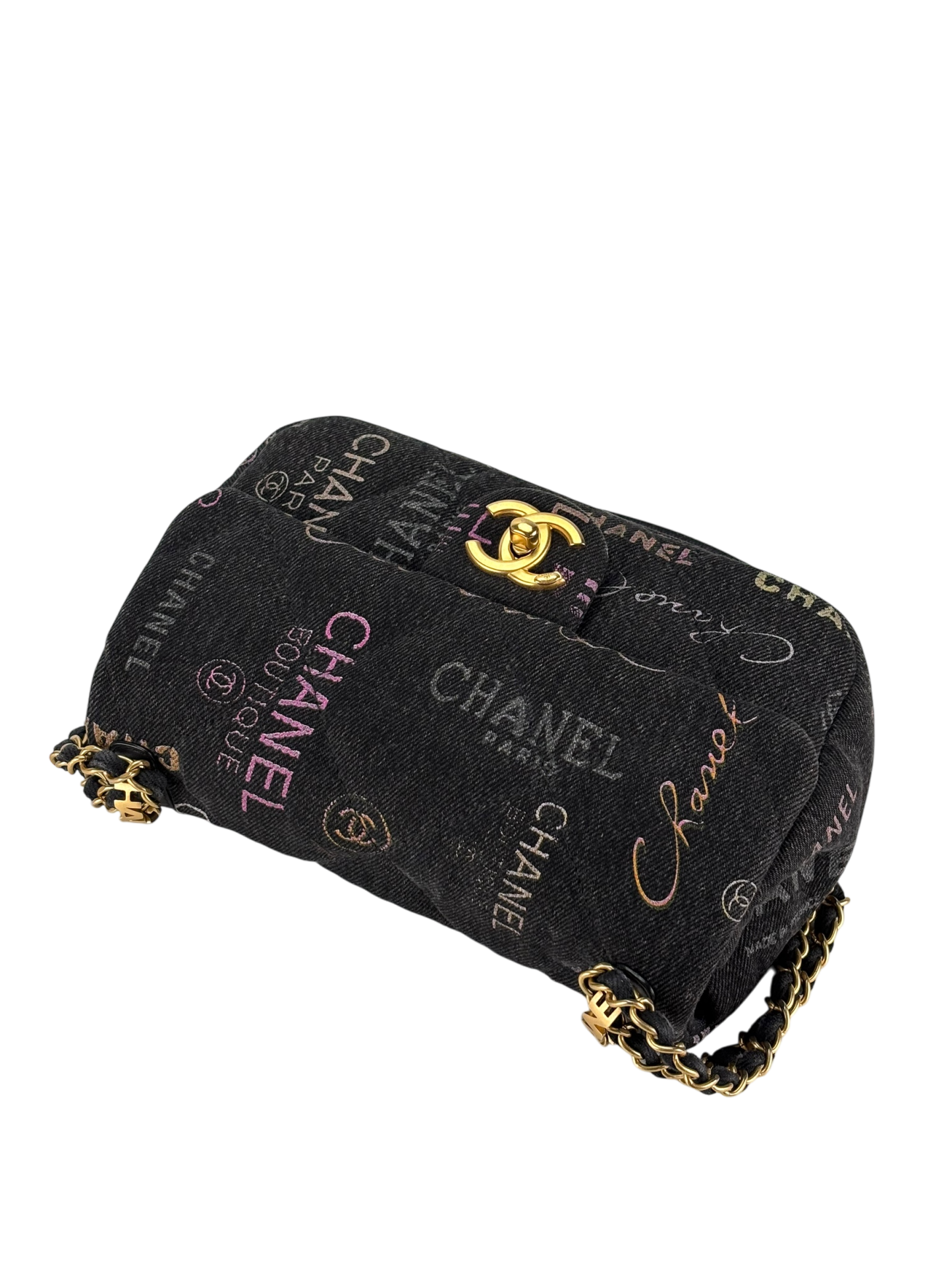 CHANEL - Black Multicolor Denim Mood Mini Rectangular Flap Bag