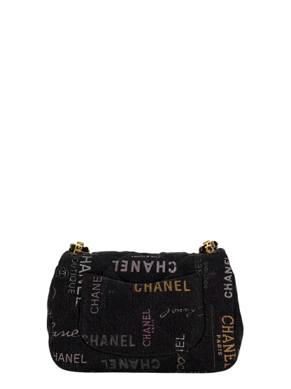 CHANEL - Black Multicolor Denim Mood Mini Rectangular Flap Bag