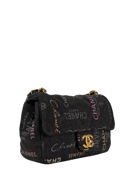CHANEL - Black Multicolor Denim Mood Mini Rectangular Flap Bag