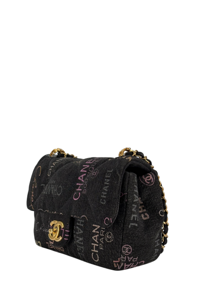 CHANEL - Black Multicolor Denim Mood Mini Rectangular Flap Bag
