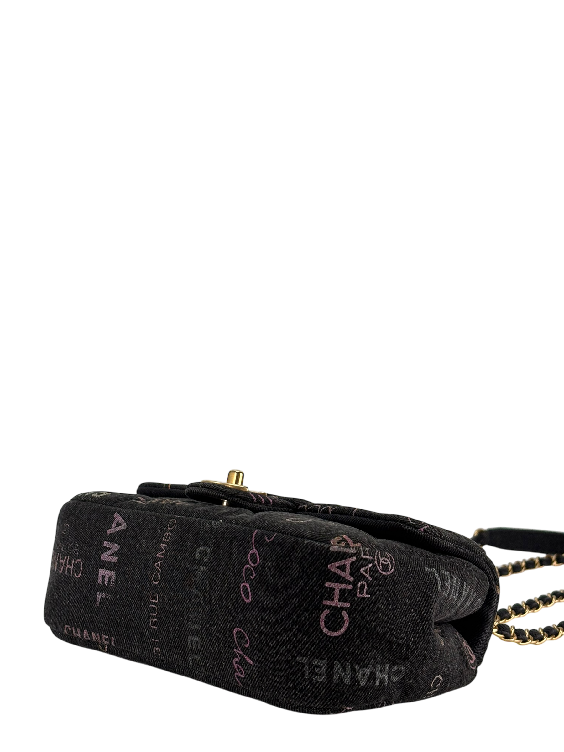 CHANEL - Black Multicolor Denim Mood Mini Rectangular Flap Bag