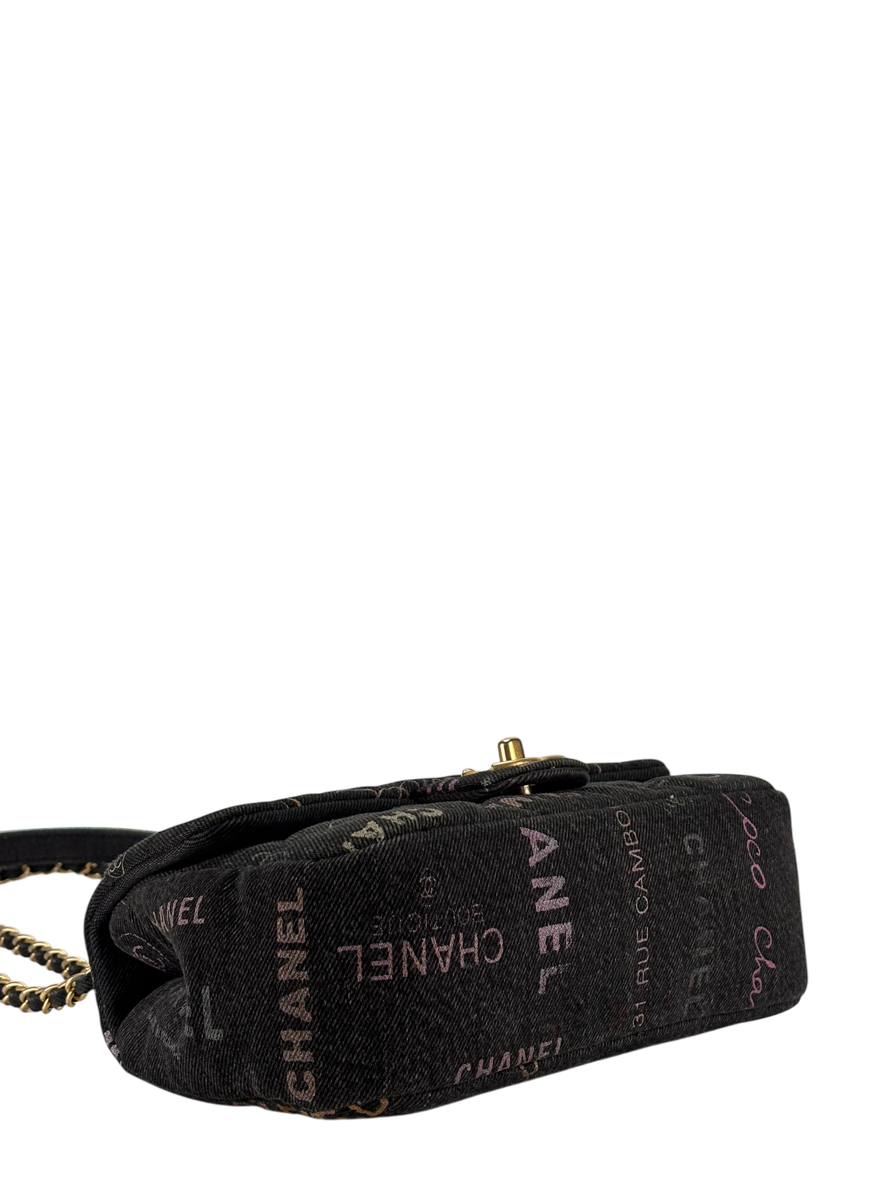 CHANEL - Black Multicolor Denim Mood Mini Rectangular Flap Bag