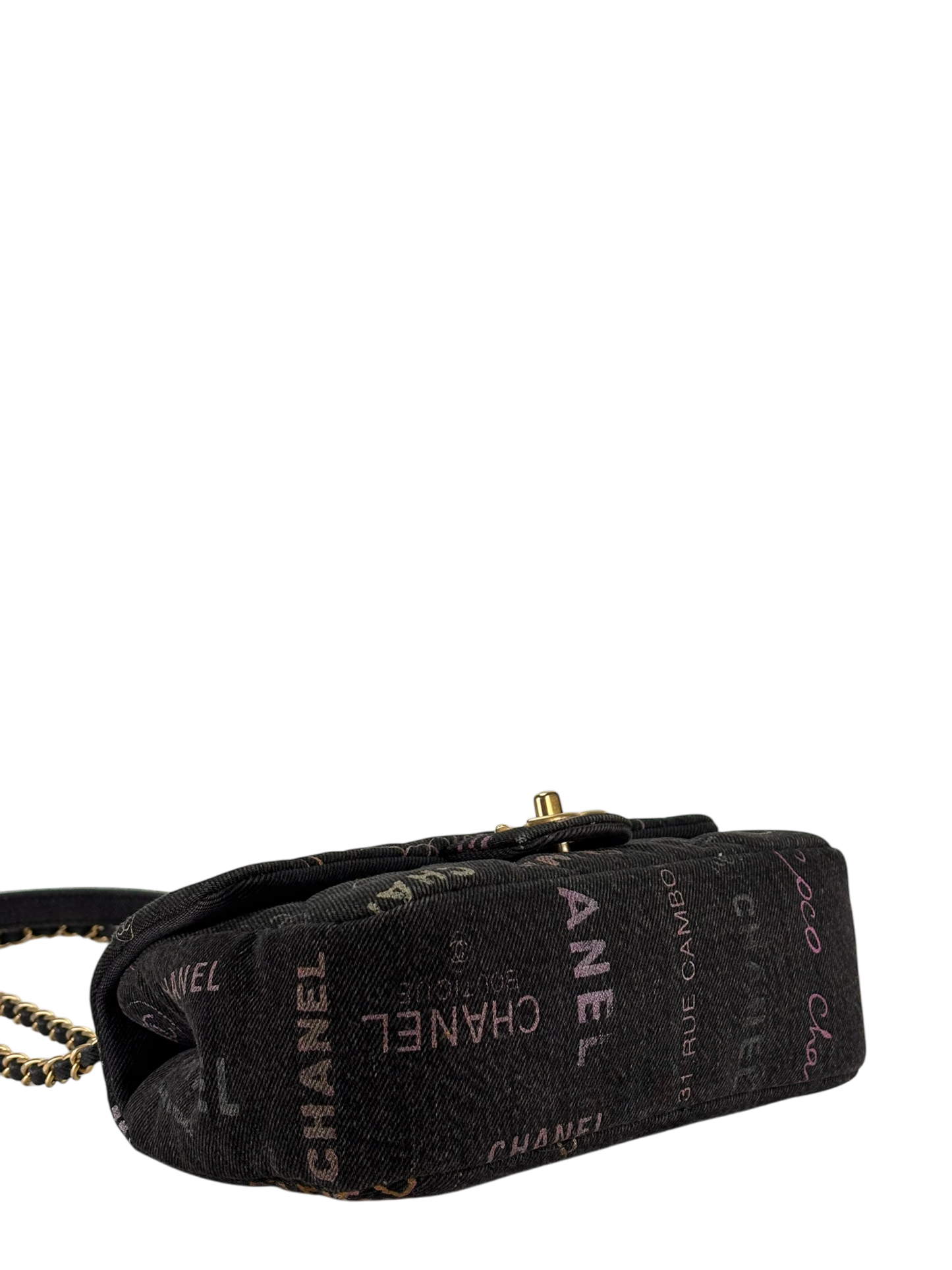 CHANEL - Black Multicolor Denim Mood Mini Rectangular Flap Bag