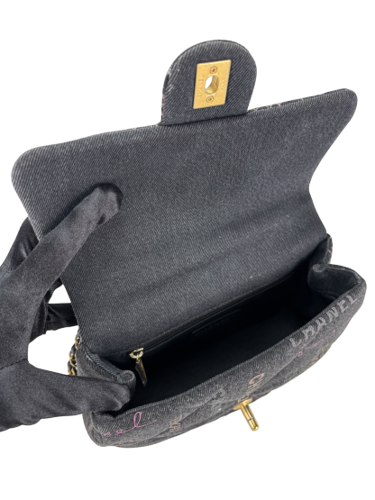 CHANEL - Black Multicolor Denim Mood Mini Rectangular Flap Bag