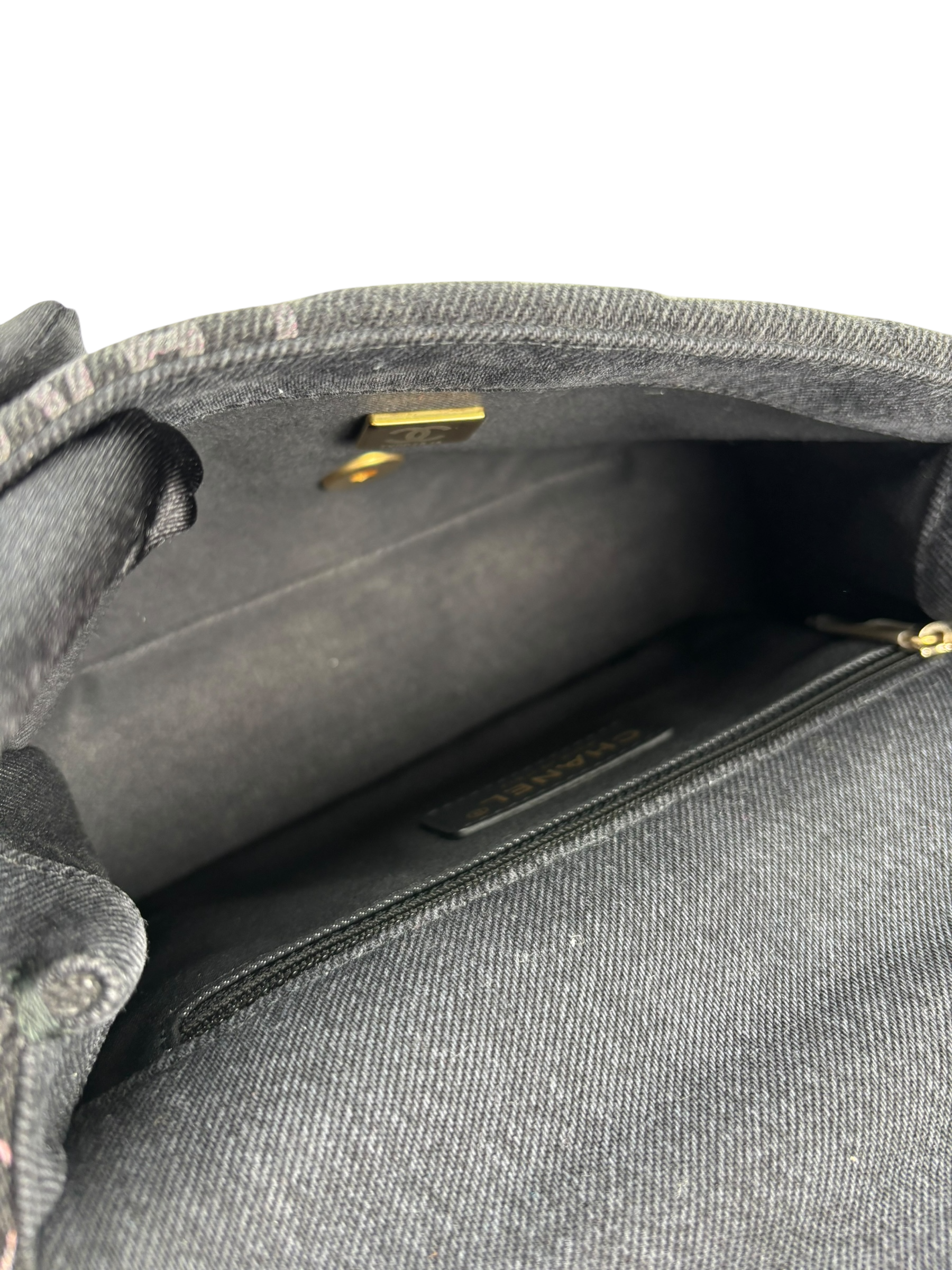 CHANEL - Black Multicolor Denim Mood Mini Rectangular Flap Bag