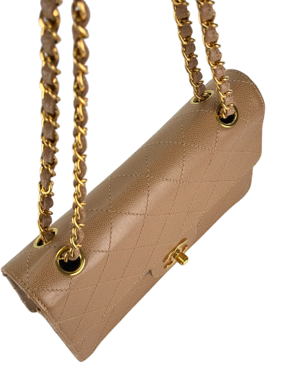 CHANEL - Beige Caviar Classic Single Flap Shoulder Bag